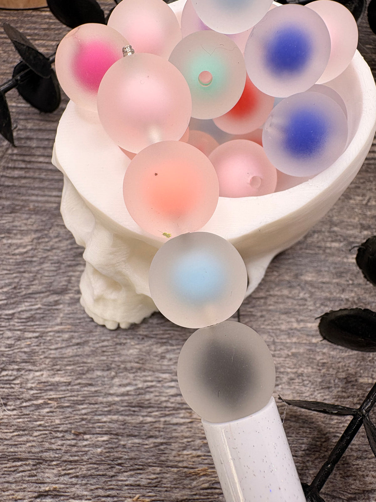 Frosted color infused bubblegum bead, acrylic 15.5mm beads for pens, beading supplies, beading, mix