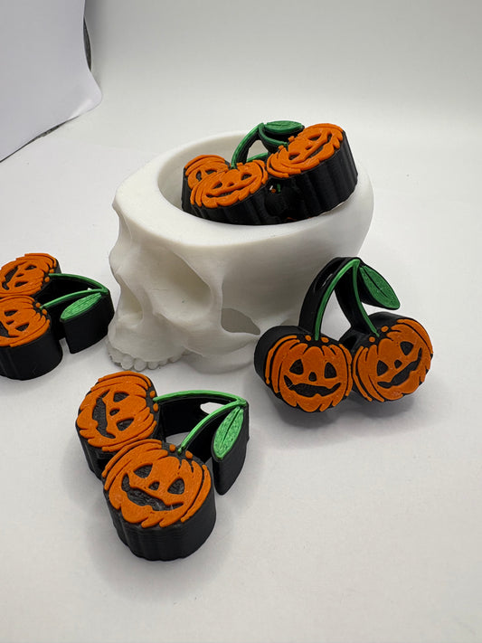 Pumpkin Cherries Straw topper beads, straw accessory, bead supplies, keychain beads, big bead, single side printed 1.5in