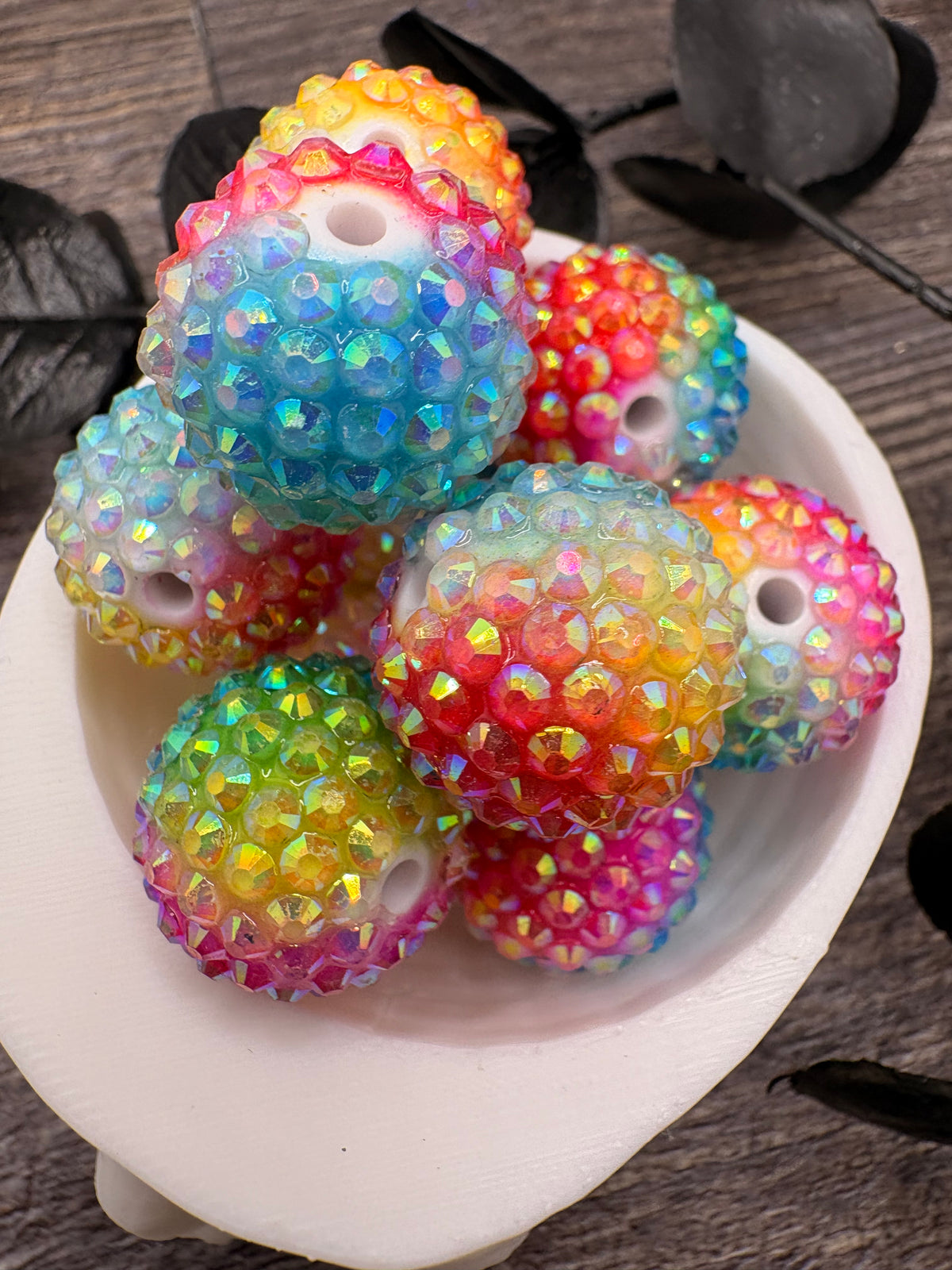 Acrylic rainbow rhinestone Beads, 20mm beads for pens, beading supplies, beading, 5pc