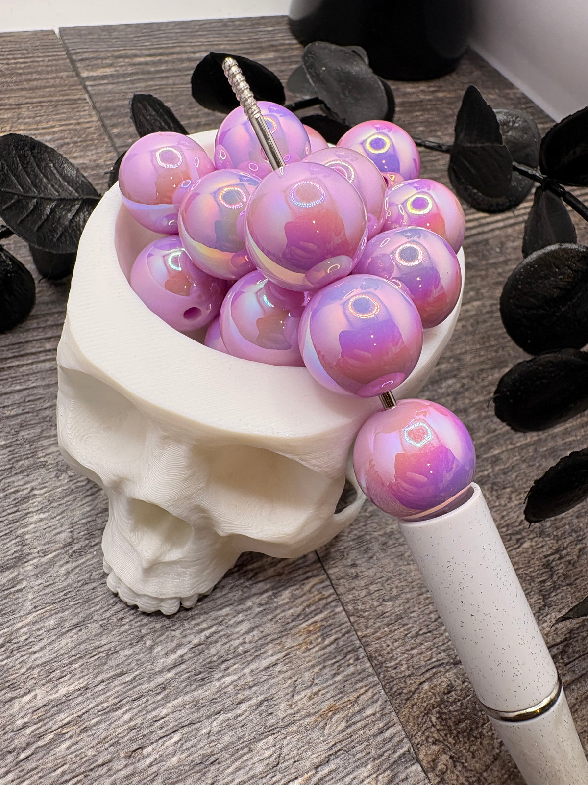 Lilac holo, acrylic 16mm beads for pens, beading supplies, bubblegum beads, holo beads, beading