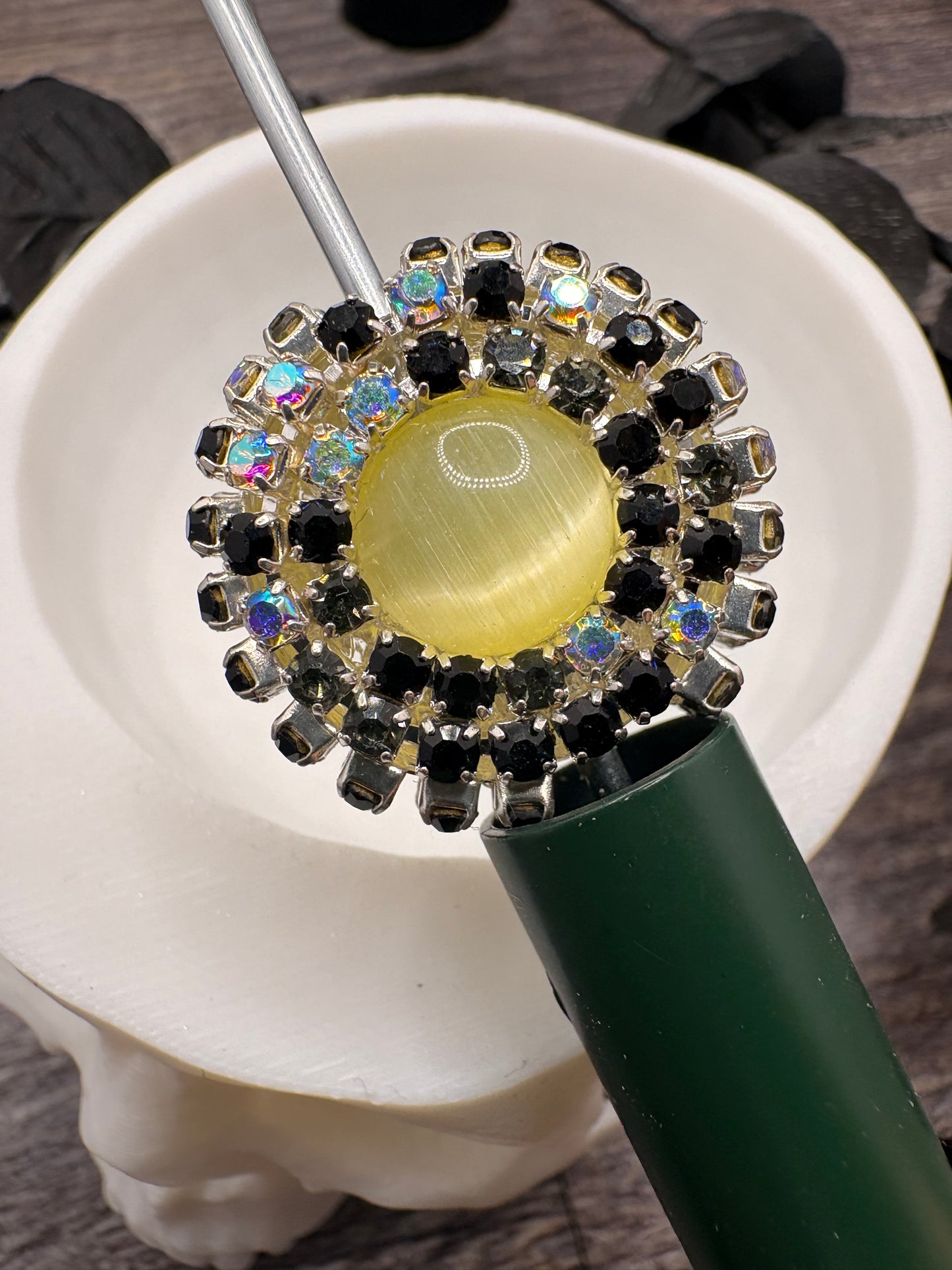 Rhinestone Cateye Jeweled Bead: 23.5mm beads for pens, beading supplies, beading, 1pc