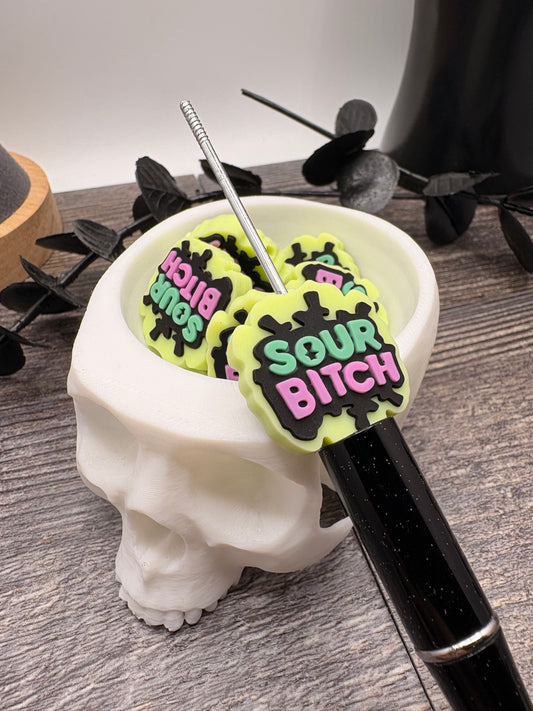 Sour humor pen bead colorful, crafting beads, supplies, focal, silicone supply bead, silicone focal for beadable items, 24mm