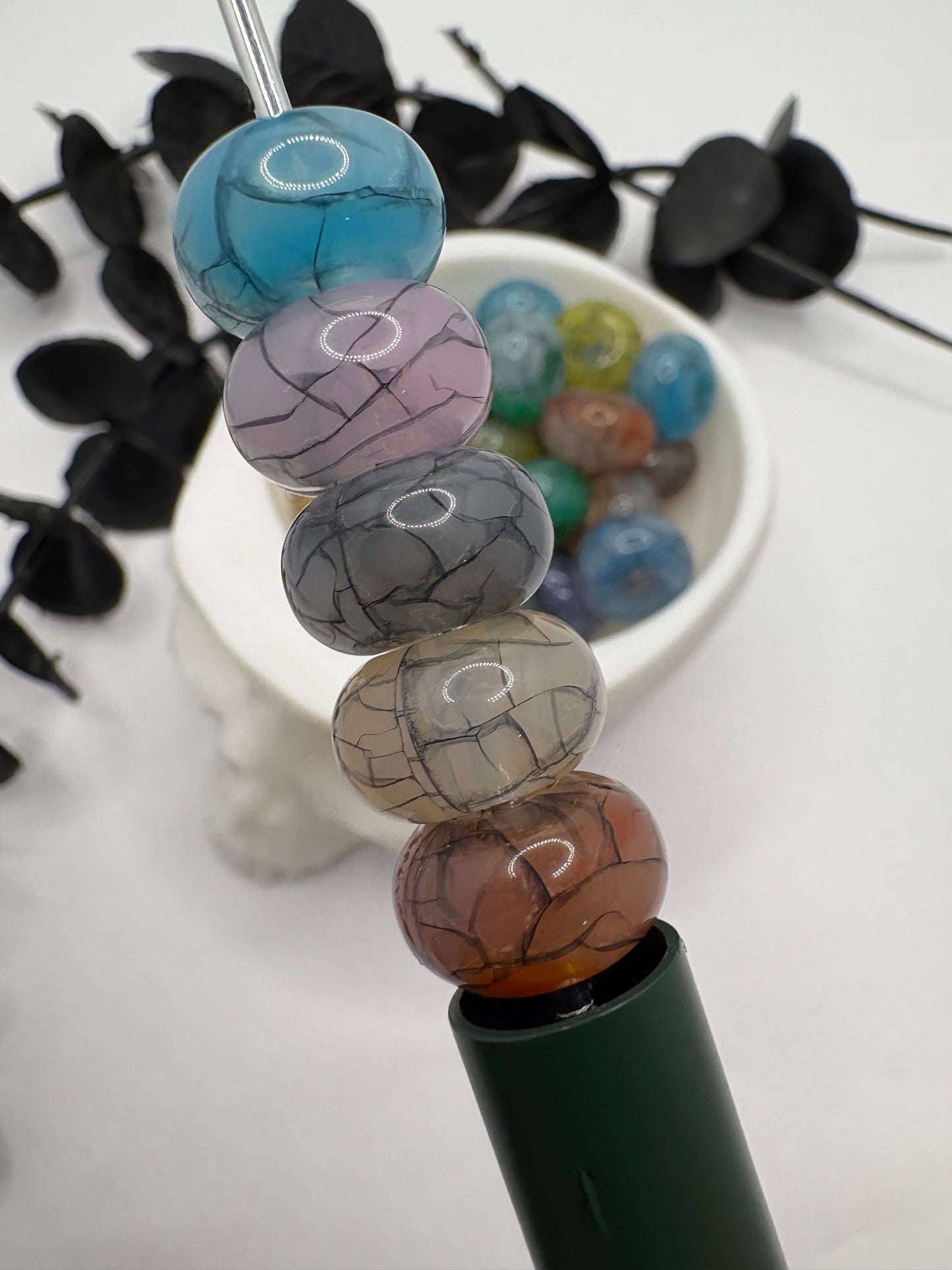 14mm Cracked Abacus acrylic spacer, beads for pens, beading supplies, beading, 5pc spacers, jewelry making
