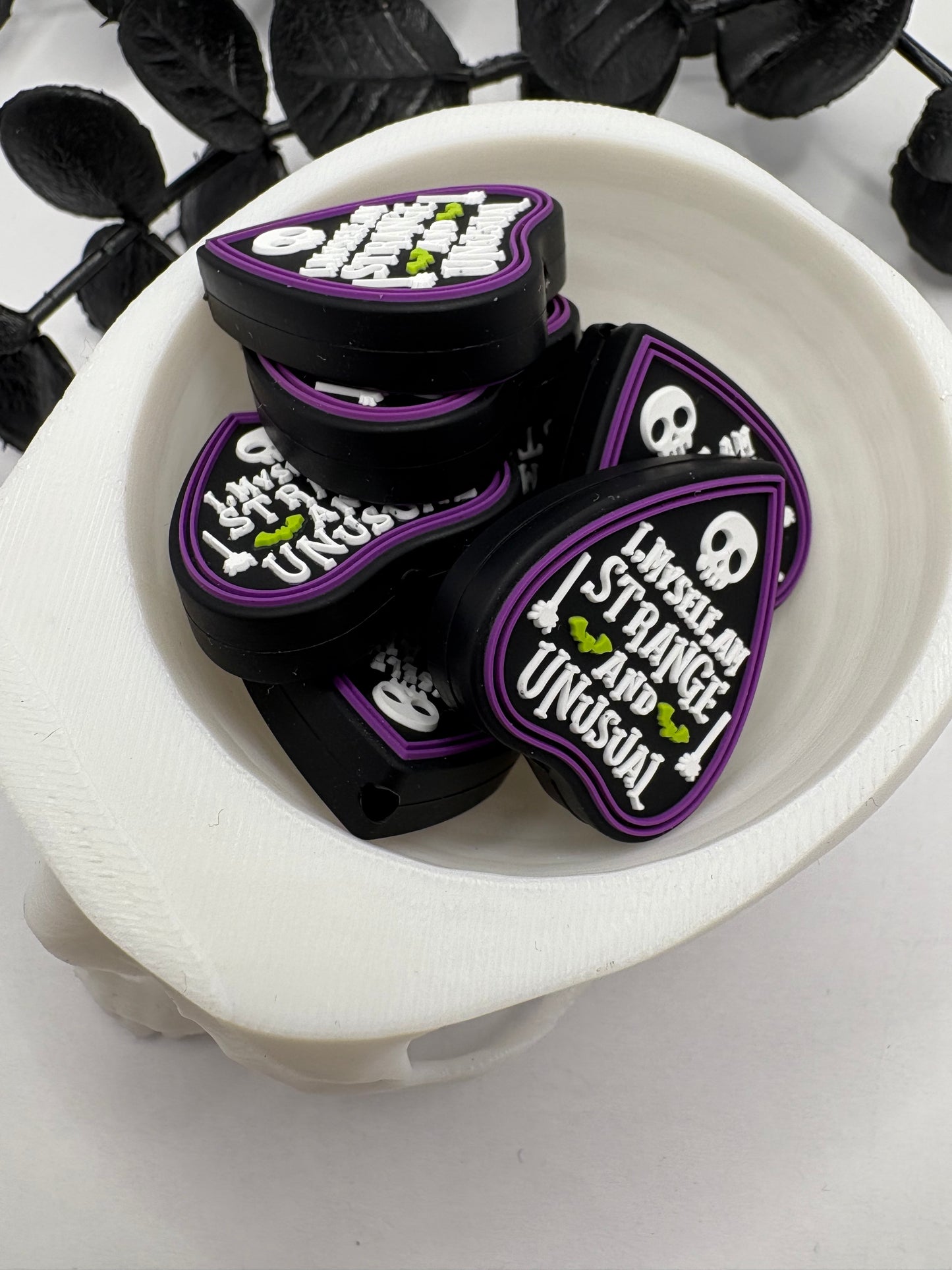 Strange funny Bead, Silicone focal bead, cute bead for pens, double sided print 27mm, 1pc