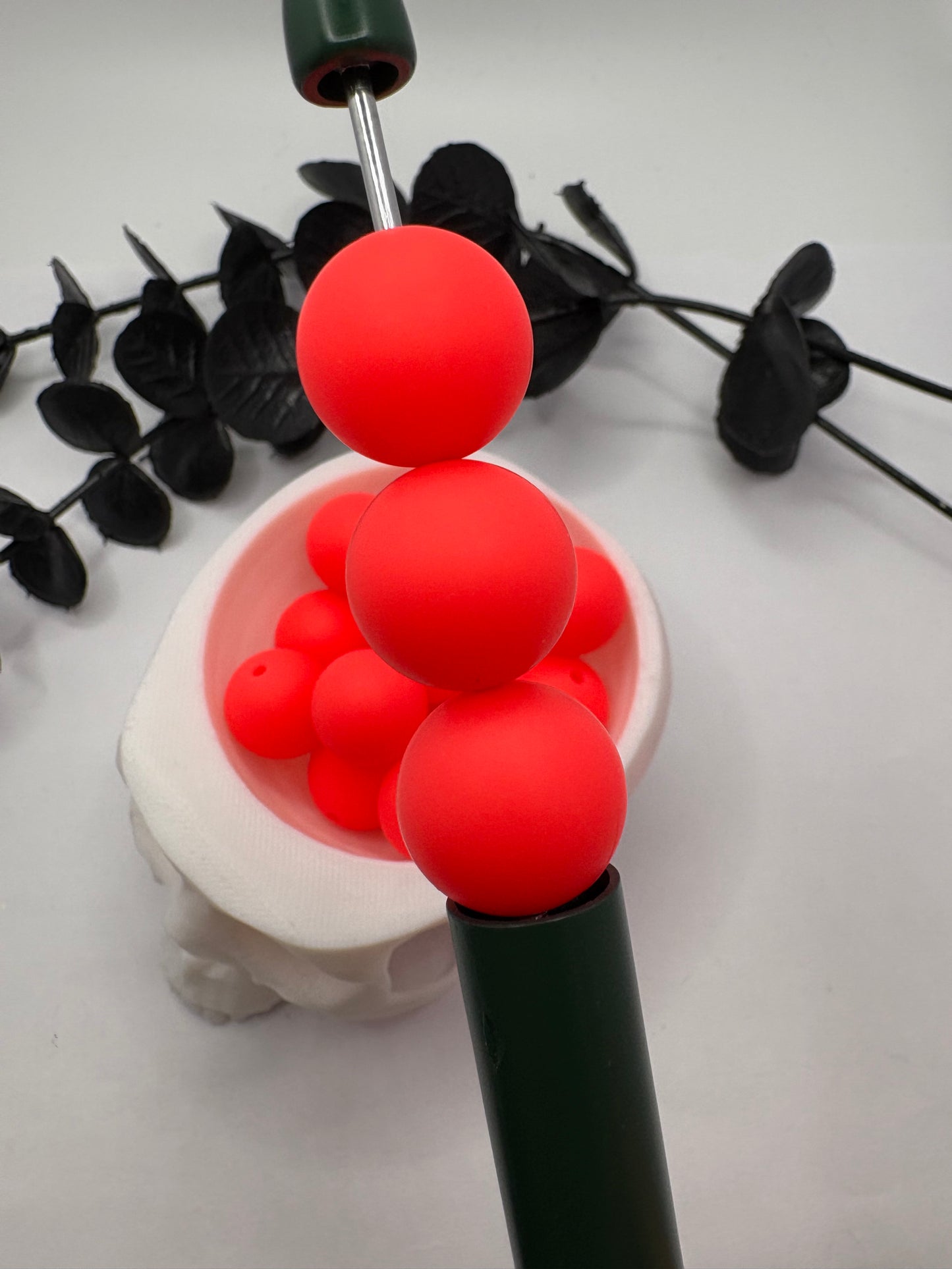 Silicone Bright Pink bead, 15mm beads for pens, beading supplies, beading, pvc silicone beads