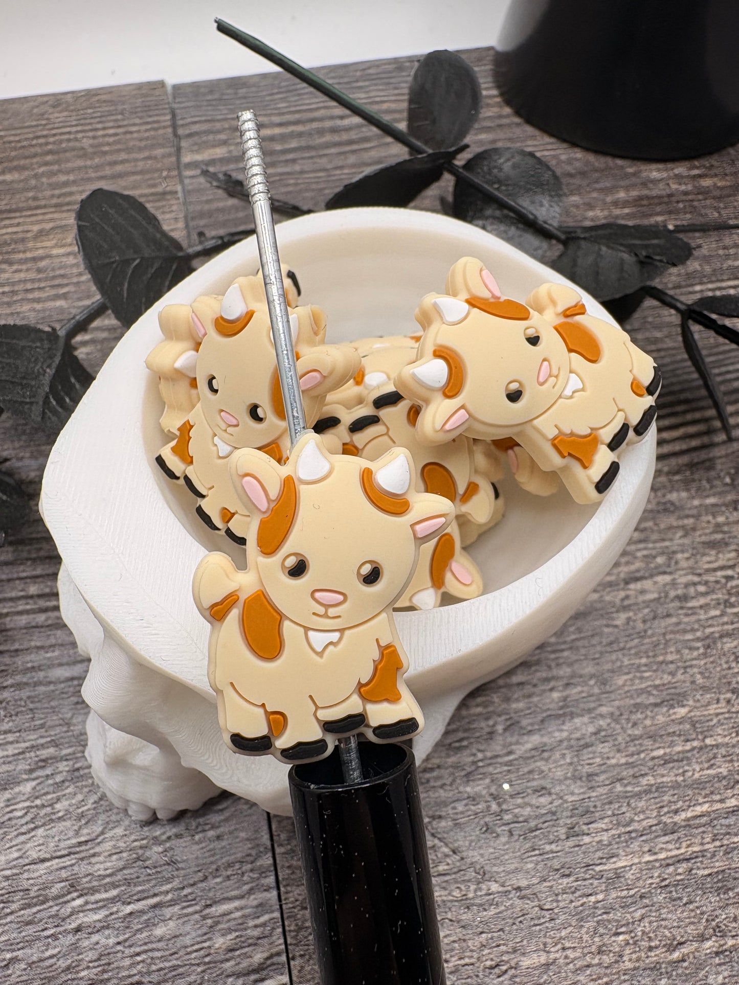 Goat farm animal, Silicone focal, silicone bead for pens, crafting beads, supply focal, 29mm 1pc