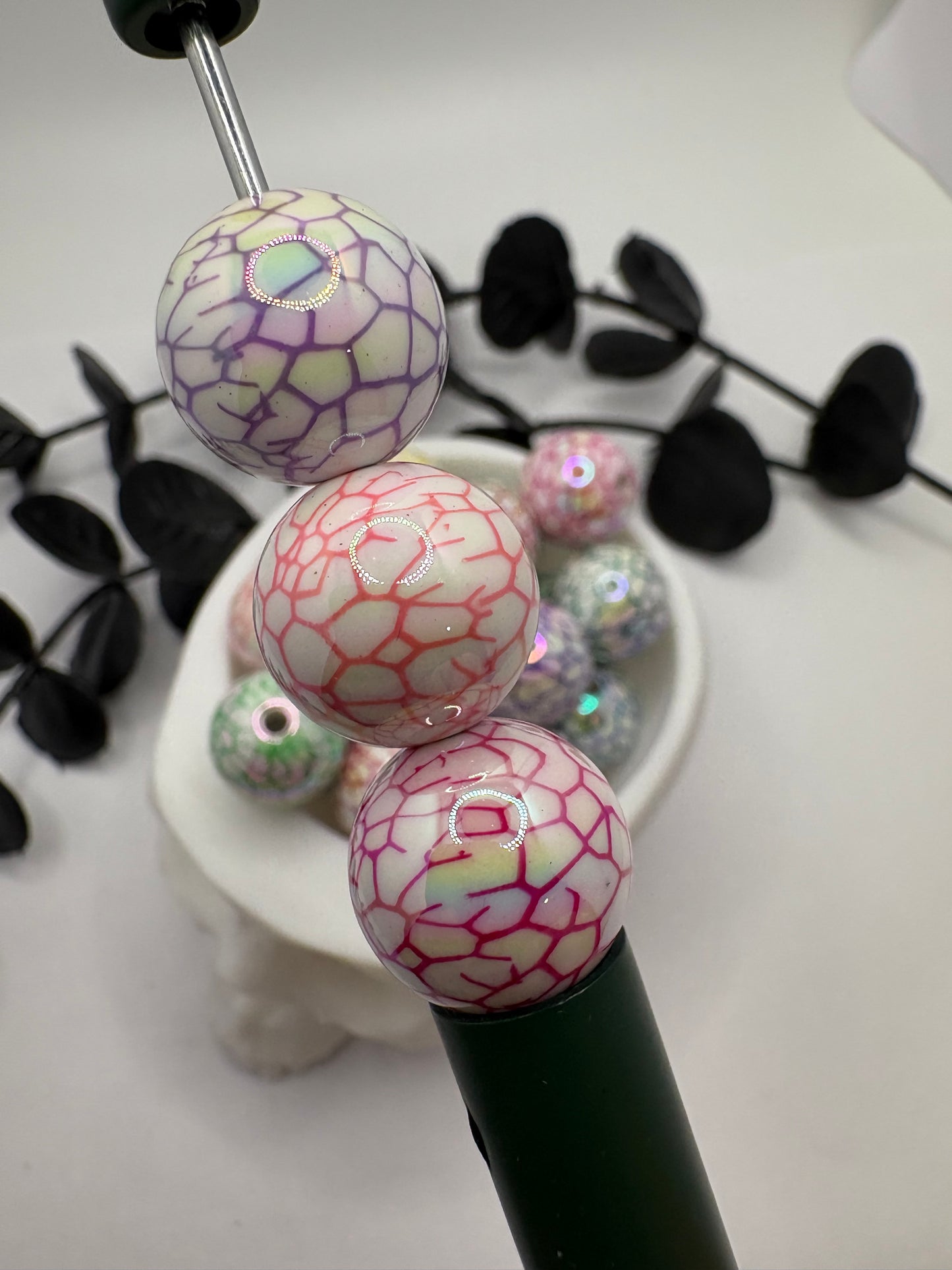 Cracked egg multi color bubblegum bead, acrylic 16mm beads for pens, beading supplies, beading, mixed color