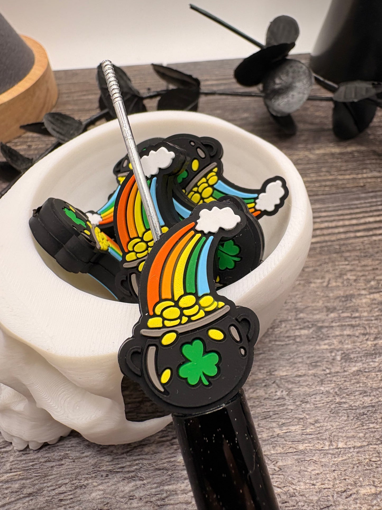 Pot of gold pen bead colorful, crafting beads, supplies, focal, silicone supply bead, silicone focal for beadable items, 31.5mm