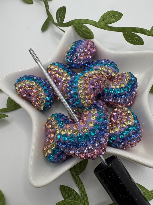Rainbow fancy rhinestone Beads, 16.5mm beads for pens, beading supplies, beading, 2pc