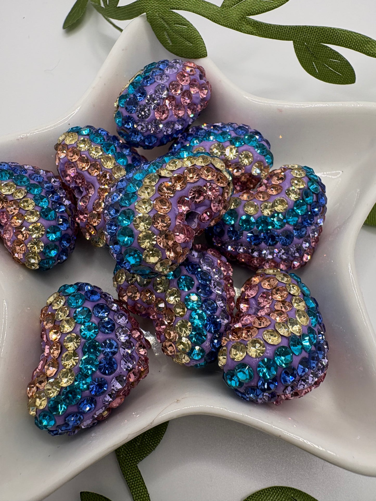 Rainbow fancy rhinestone Beads, 16.5mm beads for pens, beading supplies, beading, 2pc