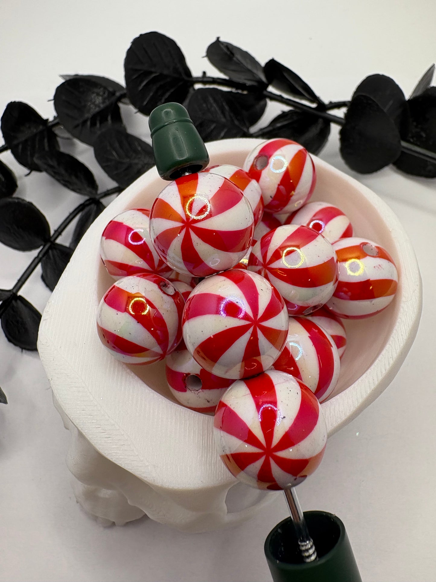 Striped Halloween bubblegum bead, acrylic 15.5mm beads for pens, beading supplies, beading, striped 5pc