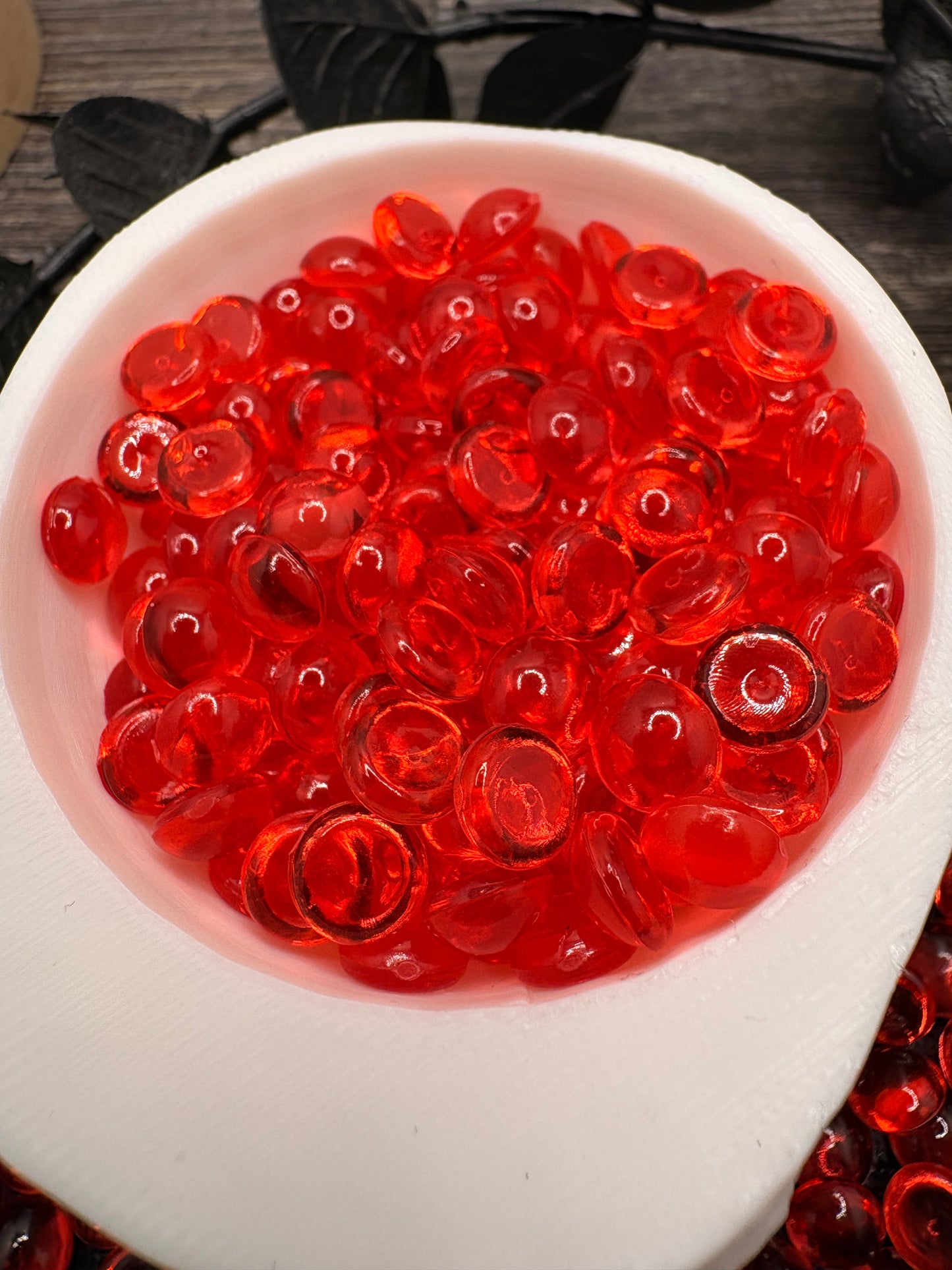 Red Transparent: Resin Flatback Half Dome Filler, 2oz Wt.