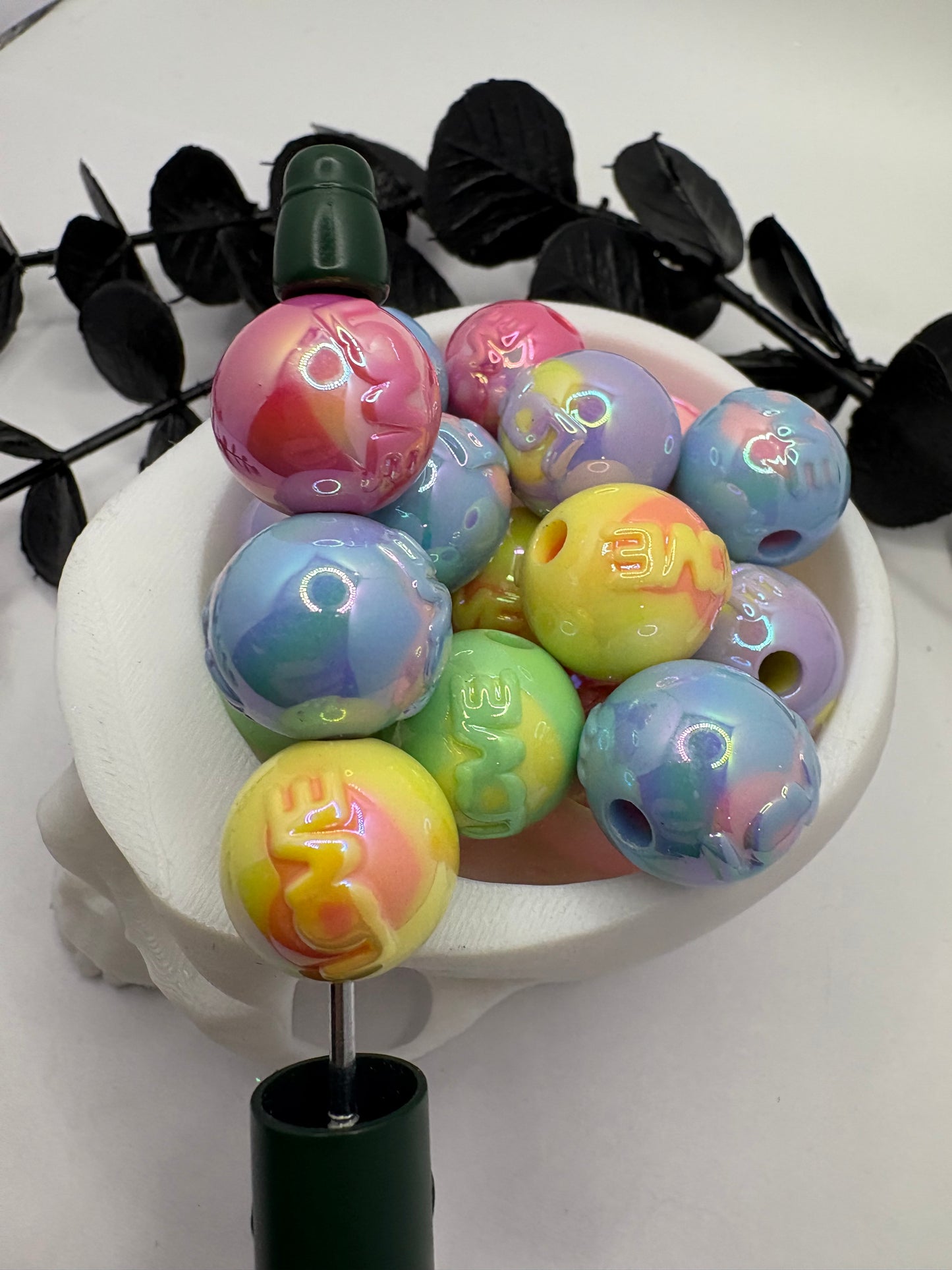 Love bubblegum bead, acrylic 15.5mm beads for pens, beading supplies, mixed color