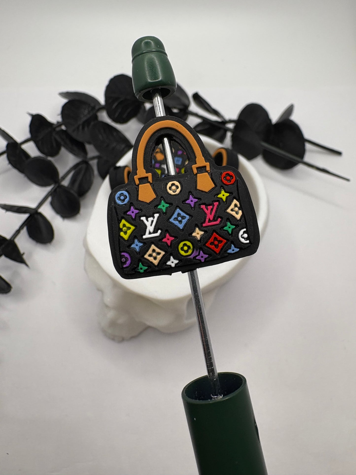 Fancy LV Colorful handbag Silicone focal bead, silicone bead, silicone bead for pens, crafting beads, supply, focal, silicone supply bead 29mm