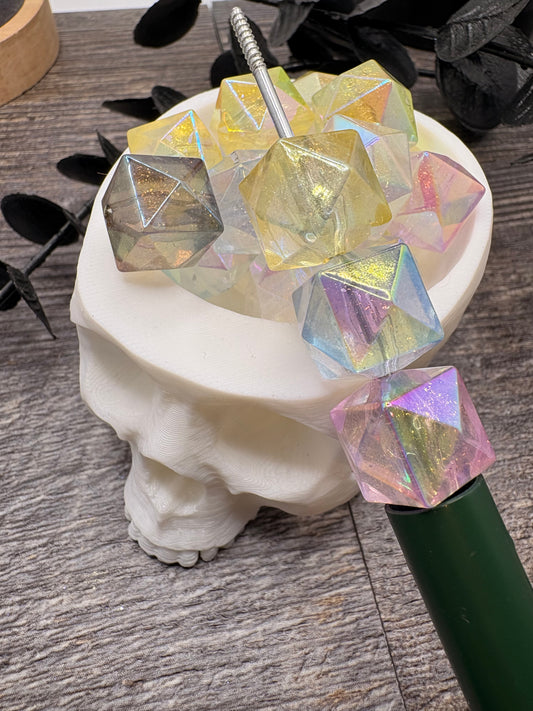 Dbl Hex IR Opal Shimmer bead, acrylic 15.5mm beads for pens, beading supplies, acrylic beads