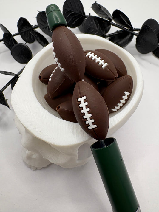 Football sport Bead, Silicone focal bead, cute bead for pens, double sided print 26.5mm, 1pc