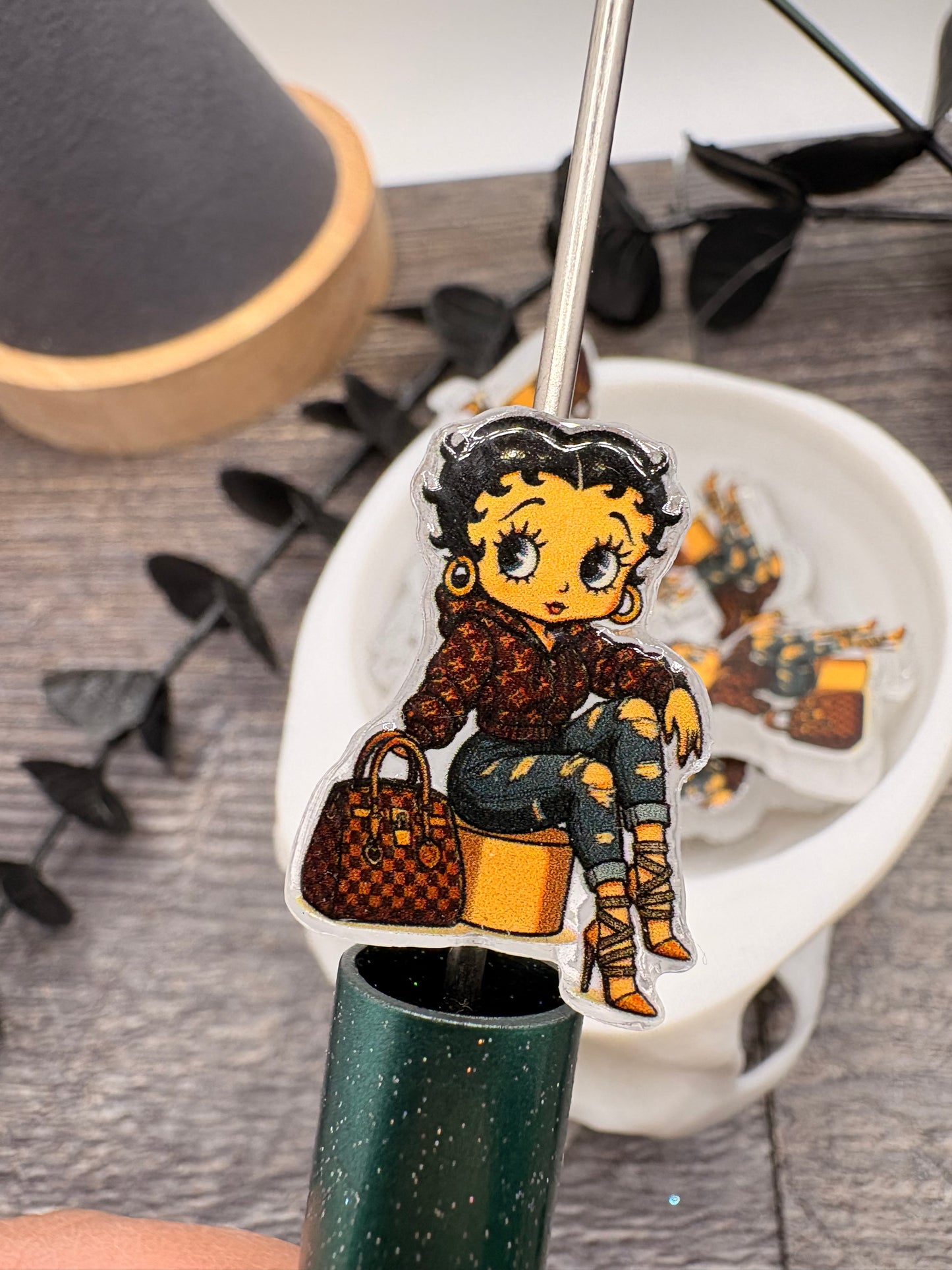 Betty Boop LV bead, acrylic beads for pens, beading supplies, beading, 25.5mm, 1pc