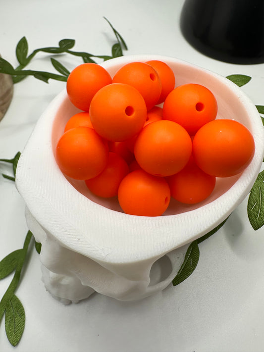 Silicone orange plain bead, 15mm beads for pens, beading supplies, beading, pvc silicone beads
