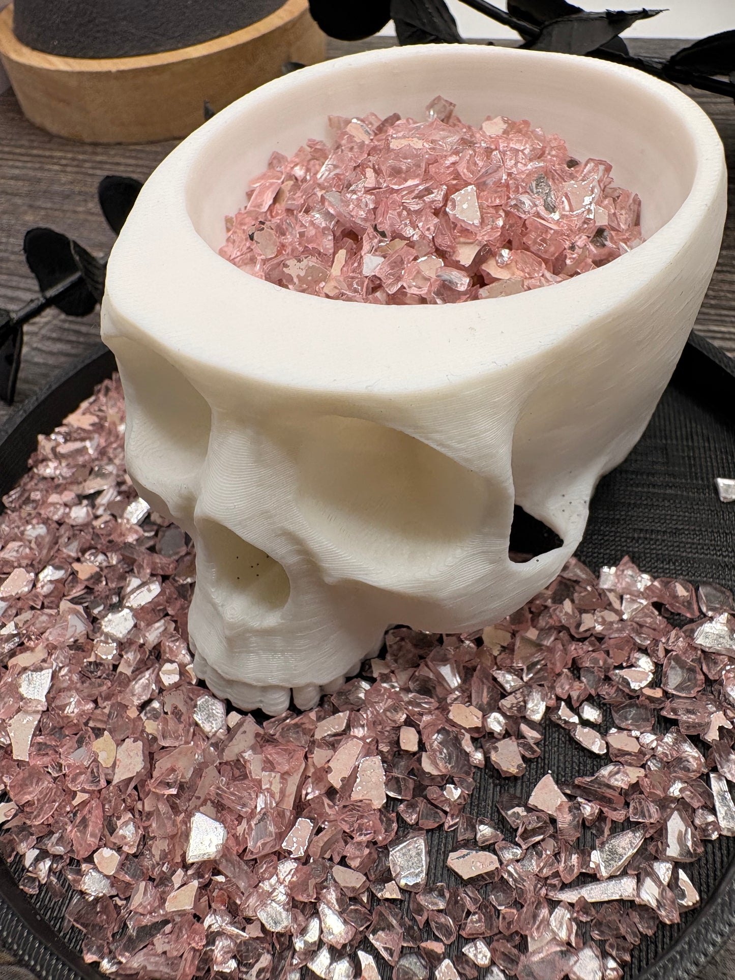 Rose: Translucent Crushed glass, resin fillers, candle making supplies 1oz by weight, crushed glass for crafting
