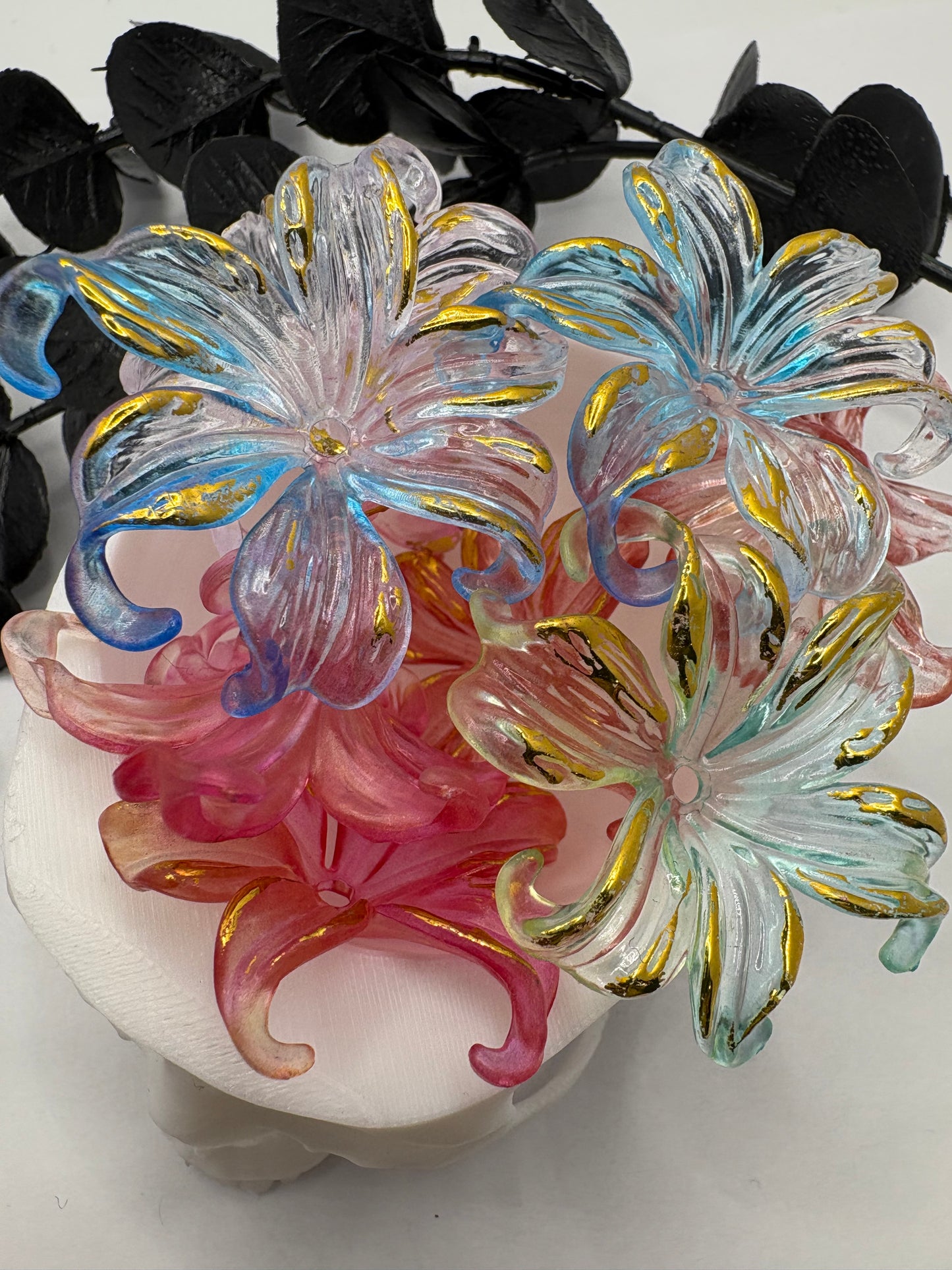 Big Flower fancy bead, acrylic 43mm beads for pens, beading supplies, beading, 5pc mix