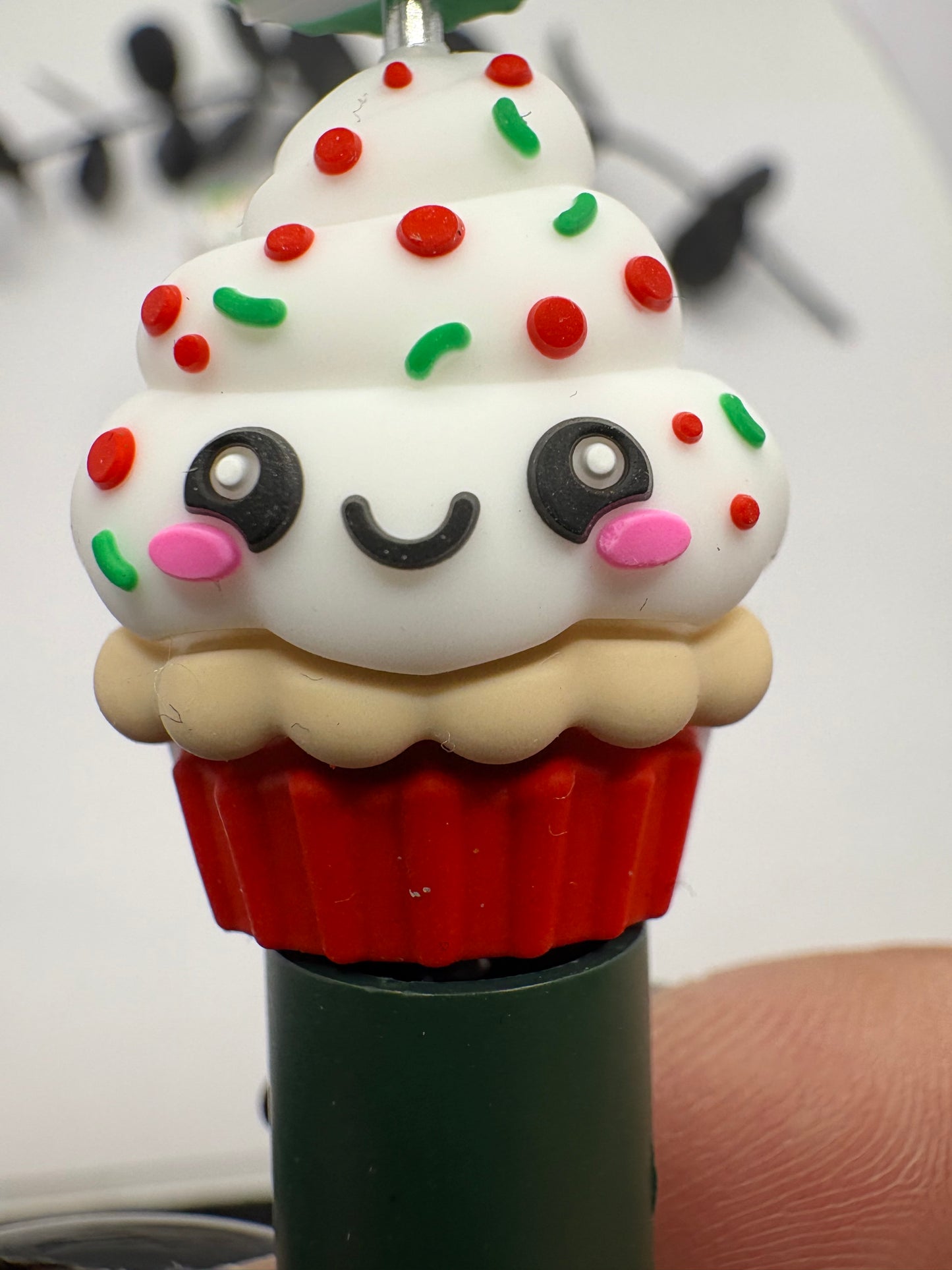 3D cupcake, cute silicone bead, beads for pens,  printed silicone bead, focal bead, 26mm, 1pc