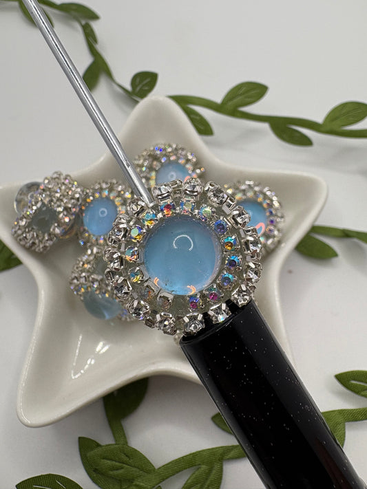 Opal fancy rhinestone Beads, 21.5mm beads for pens, beading supplies, beading, 2pc