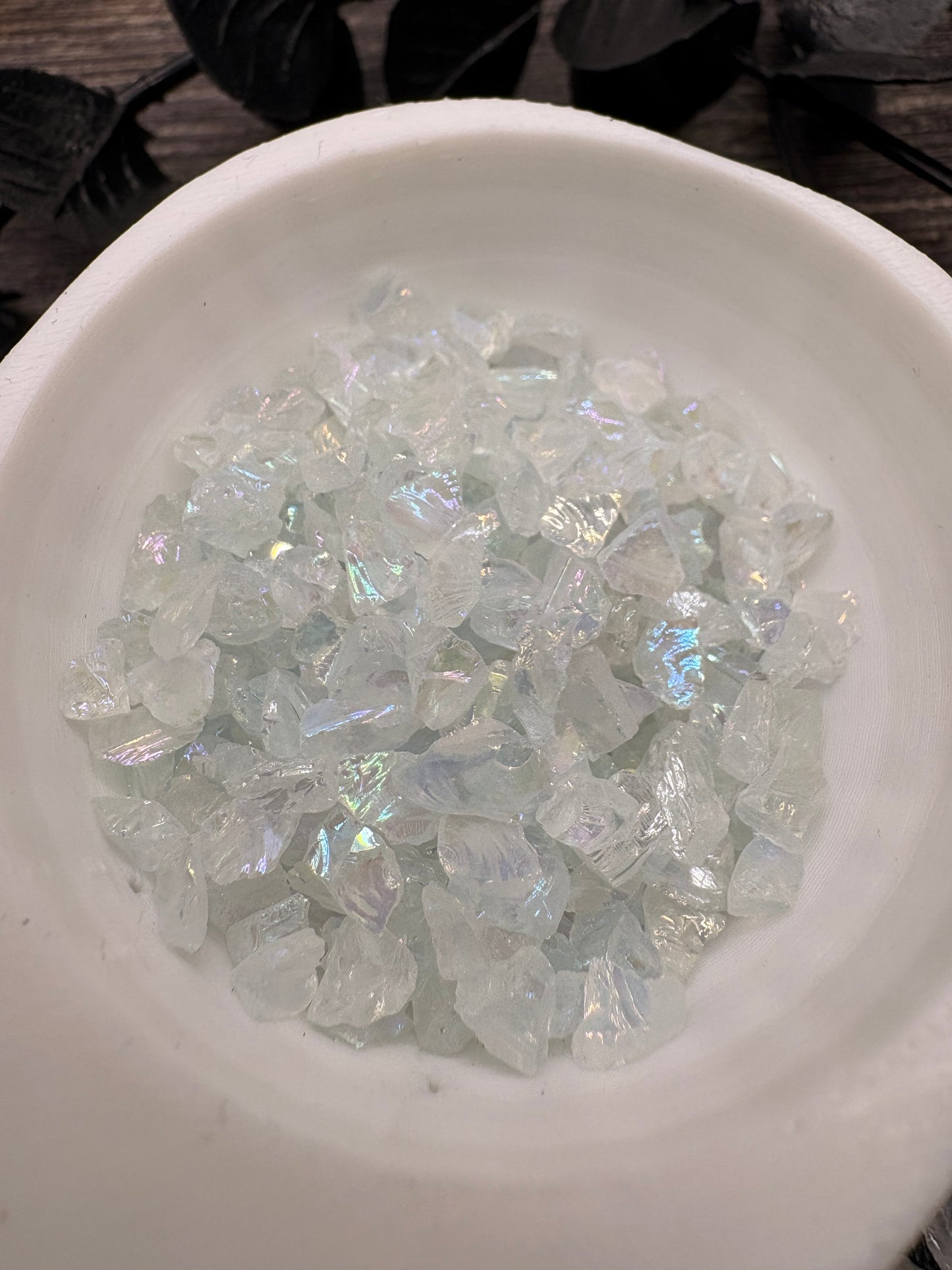 Eskimo: Holographic Translucent Crushed glass, resin fillers, candle making supplies 1oz by weight, crushed glass for crafting