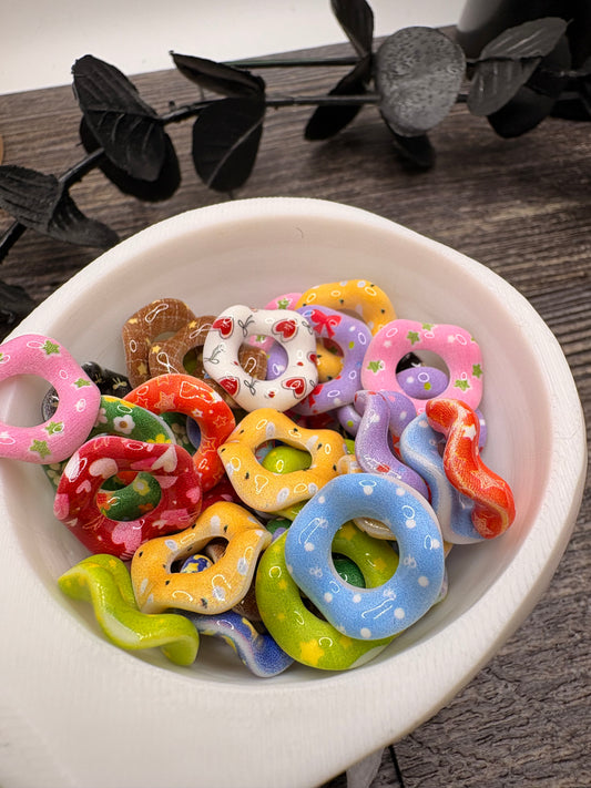 Printed Wavy spacer, 15mm beads for pens, beading supplies, beading, 25pc bag