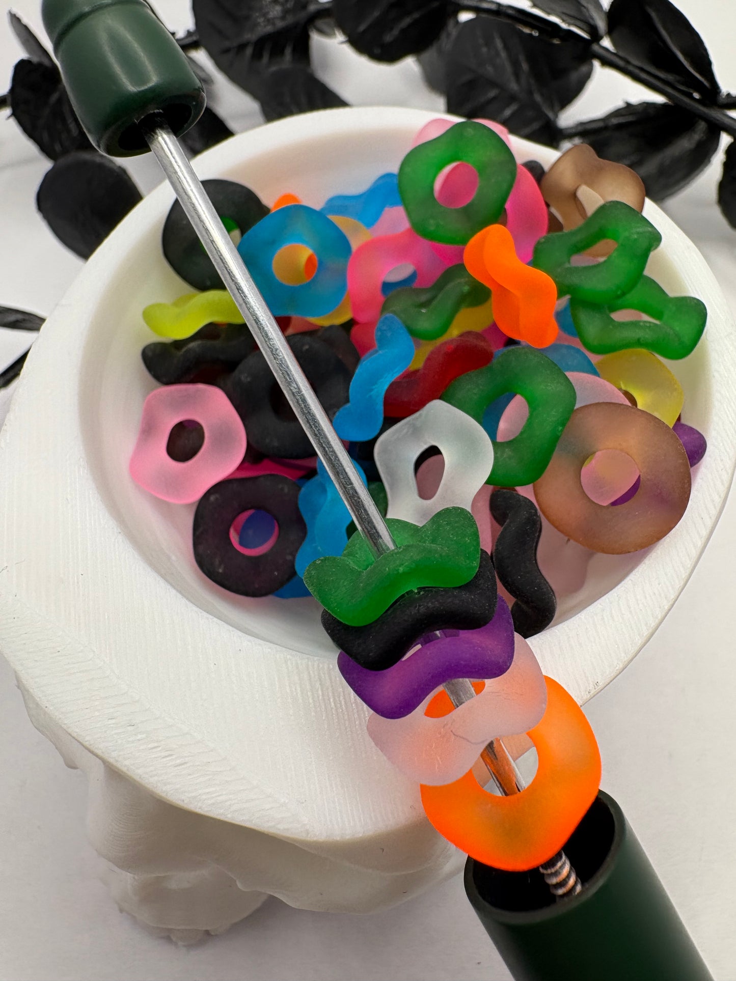 Acrylic Frosted IR Wavy spacer, 12mm beads for pens, beading supplies beading, 20pc