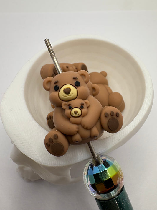 3D Bears focal bead, cute silicone bead, beads for pens, silicone bead, focal bead, 28mm, 1pc
