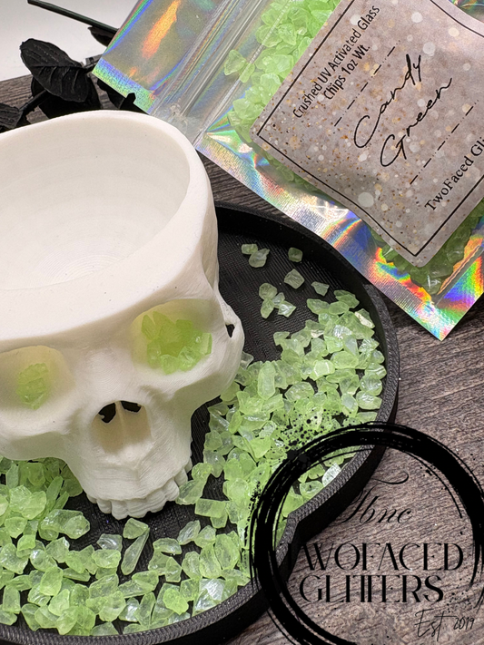 Candy Green: UV Activated Crushed glass 1oz Wt. Not edible
