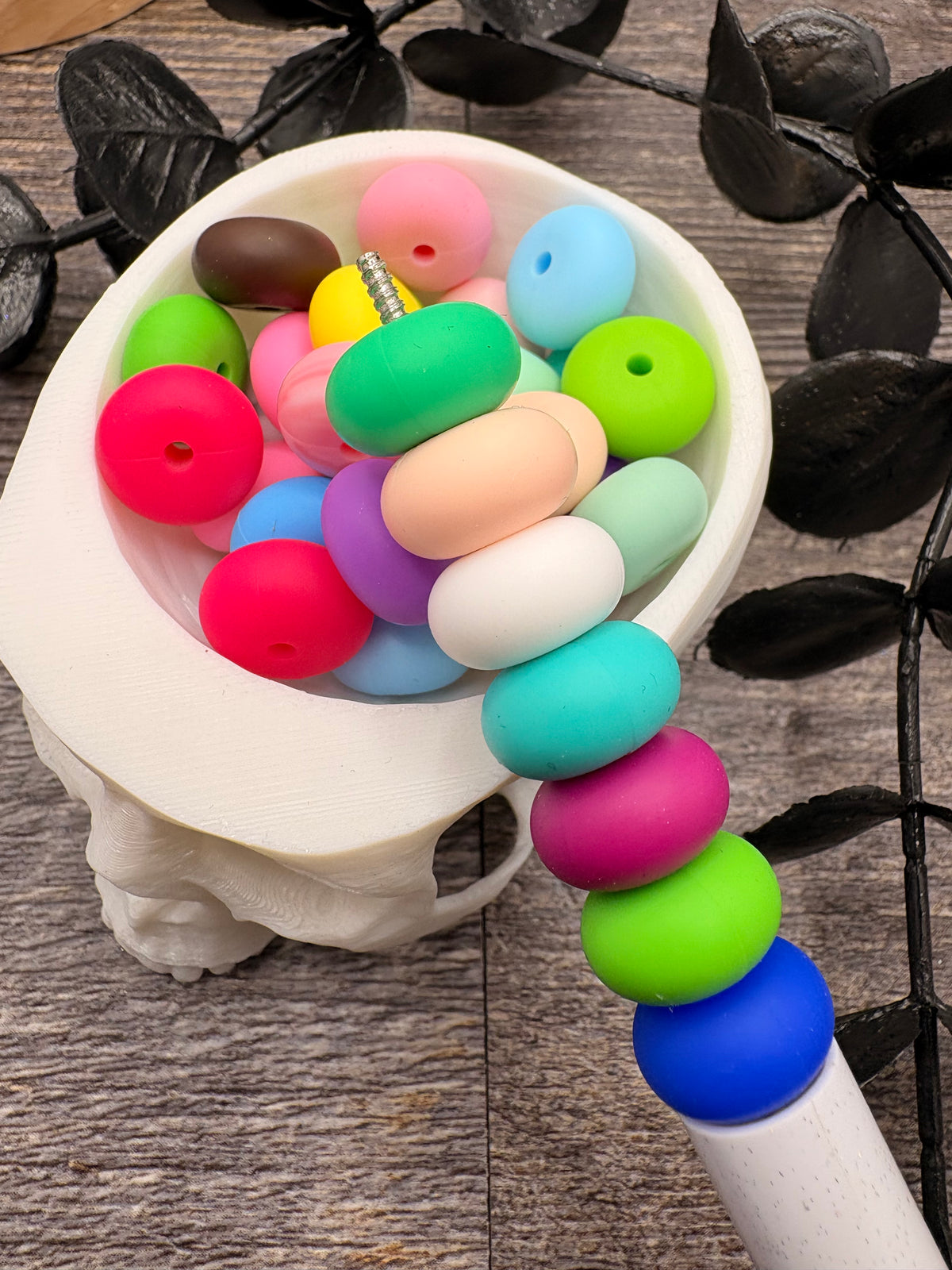 Rondelle mix spacer beads, 14mm beads for pens, beading supplies, beading, pvc silicone beads 20pc