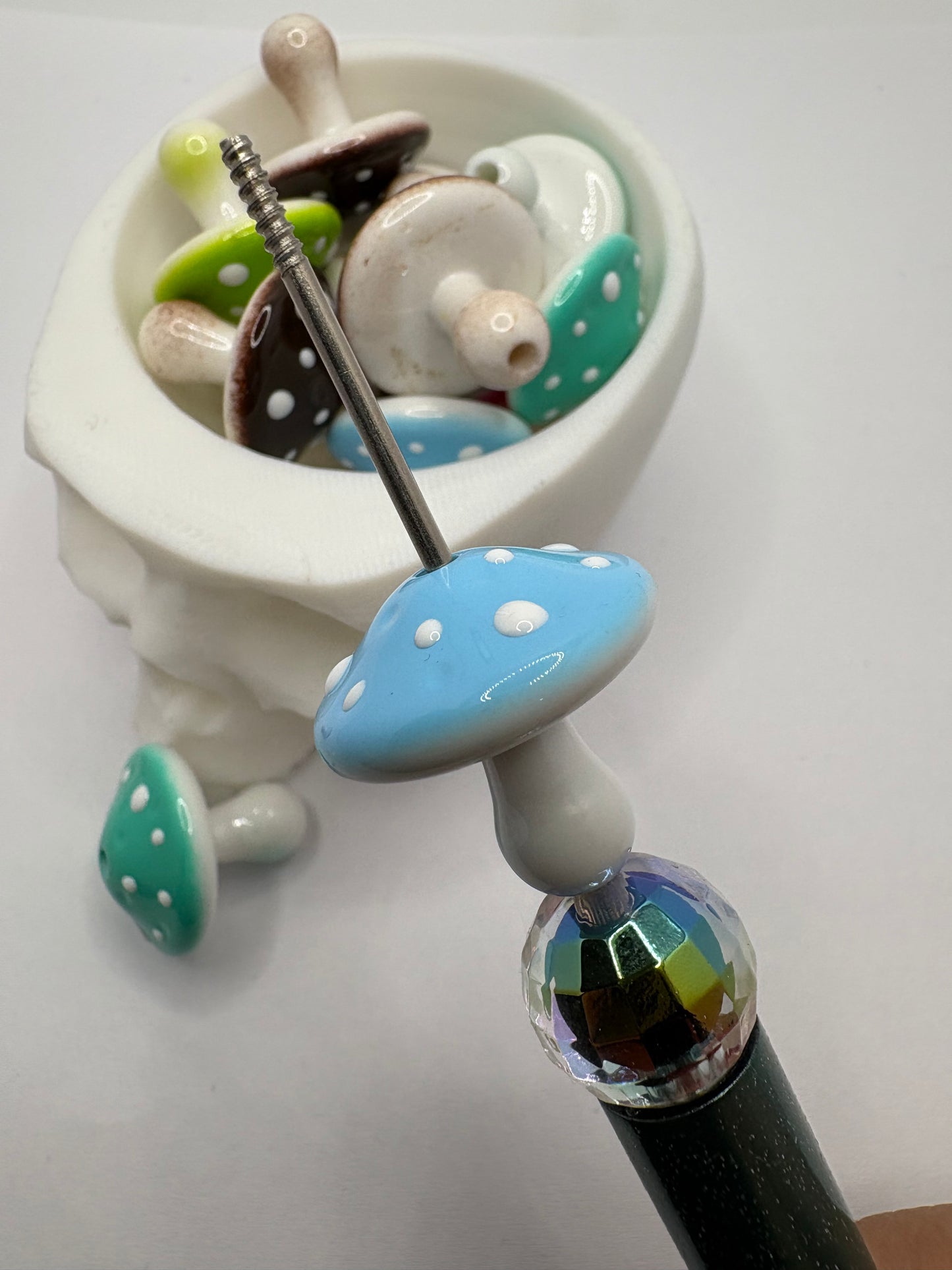 3D acrylic mushrooms, cute mushy bead, beads for pens, woodland mushroom, focal bead, crafting bead 22.5mm