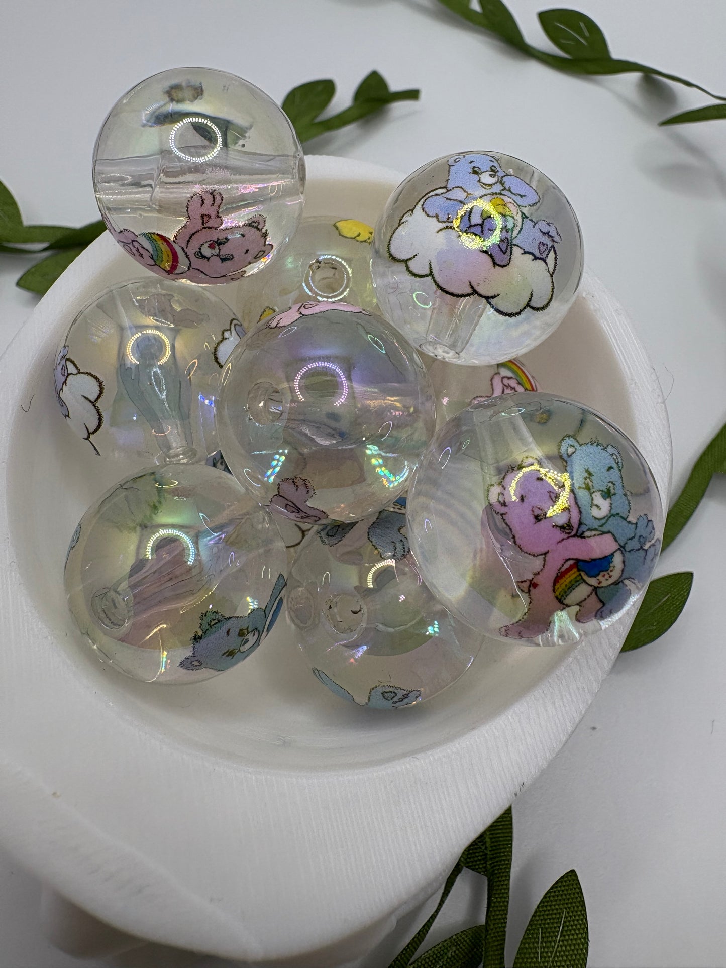 Iridescent bear bubblegum bead, acrylic 20mm beads for pens, beading supplies, beading, bear mix