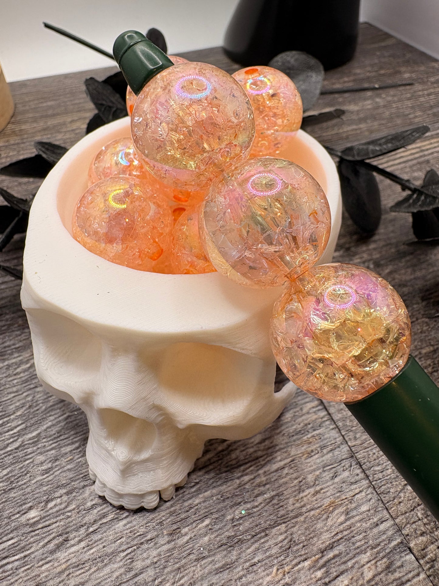 Peach Crackle Acrylic Beads: 20mm, 10pc