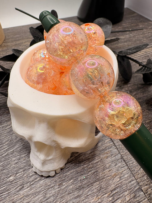 Peach Crackle Acrylic Beads: 20mm, 10pc