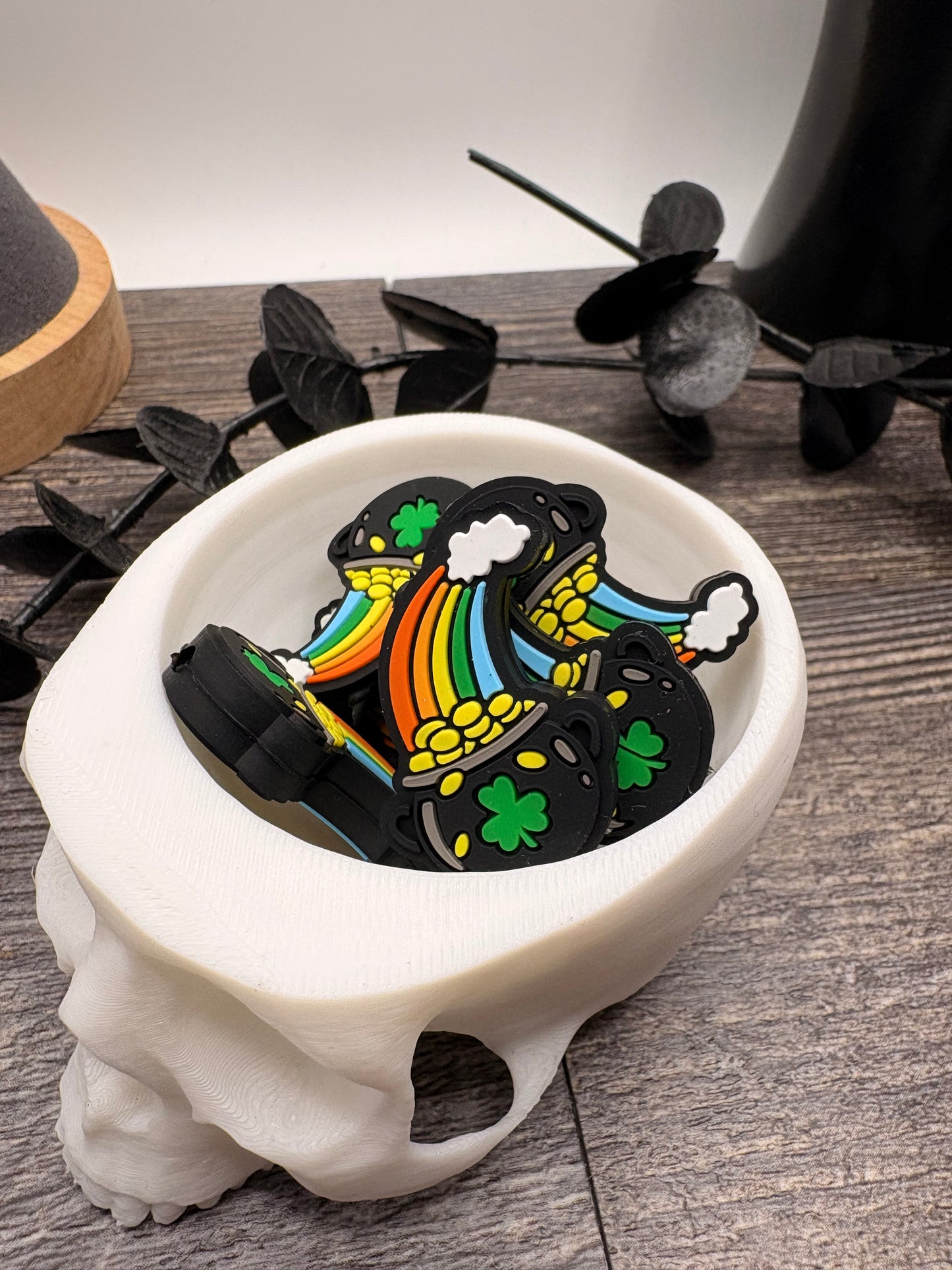 Pot of gold pen bead colorful, crafting beads, supplies, focal, silicone supply bead, silicone focal for beadable items, 31.5mm