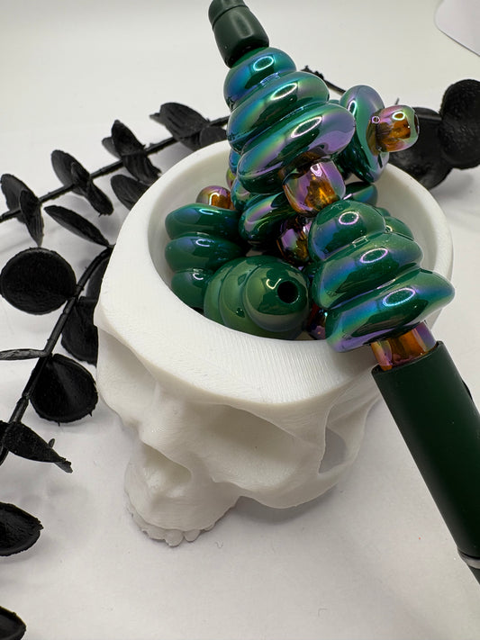 Green Christmas tree bead, beadable pen bead, big focal bead 3d acrylic 1pc