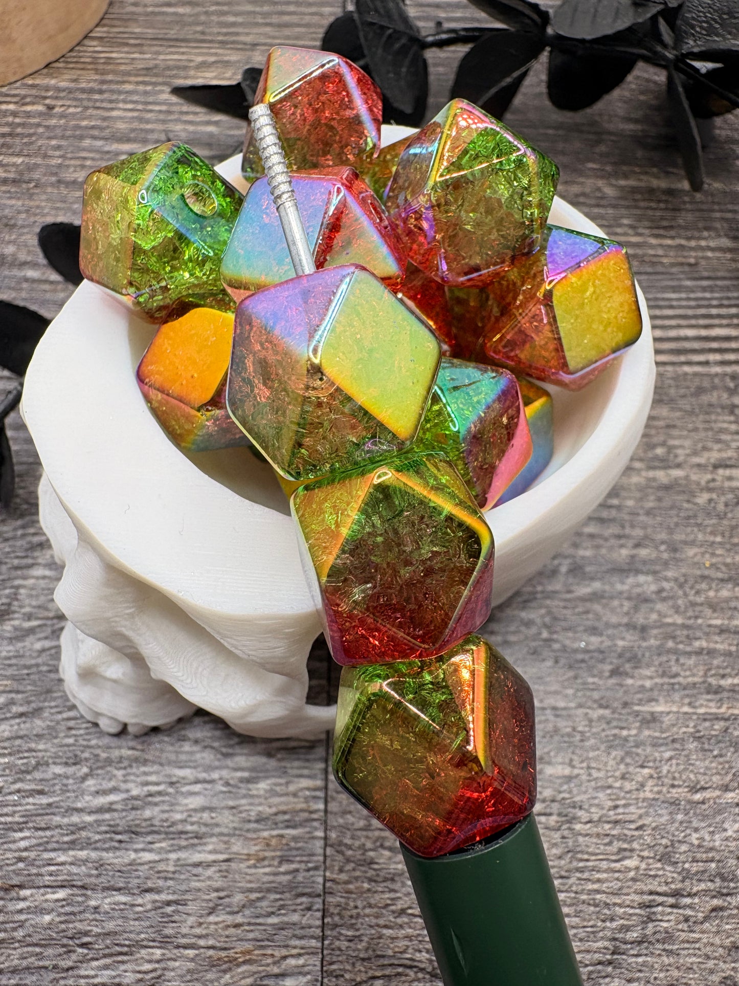Crackle Meximas Hexagon bead, acrylic 15.5mm beads for pens, beading supplies, acrylic beads