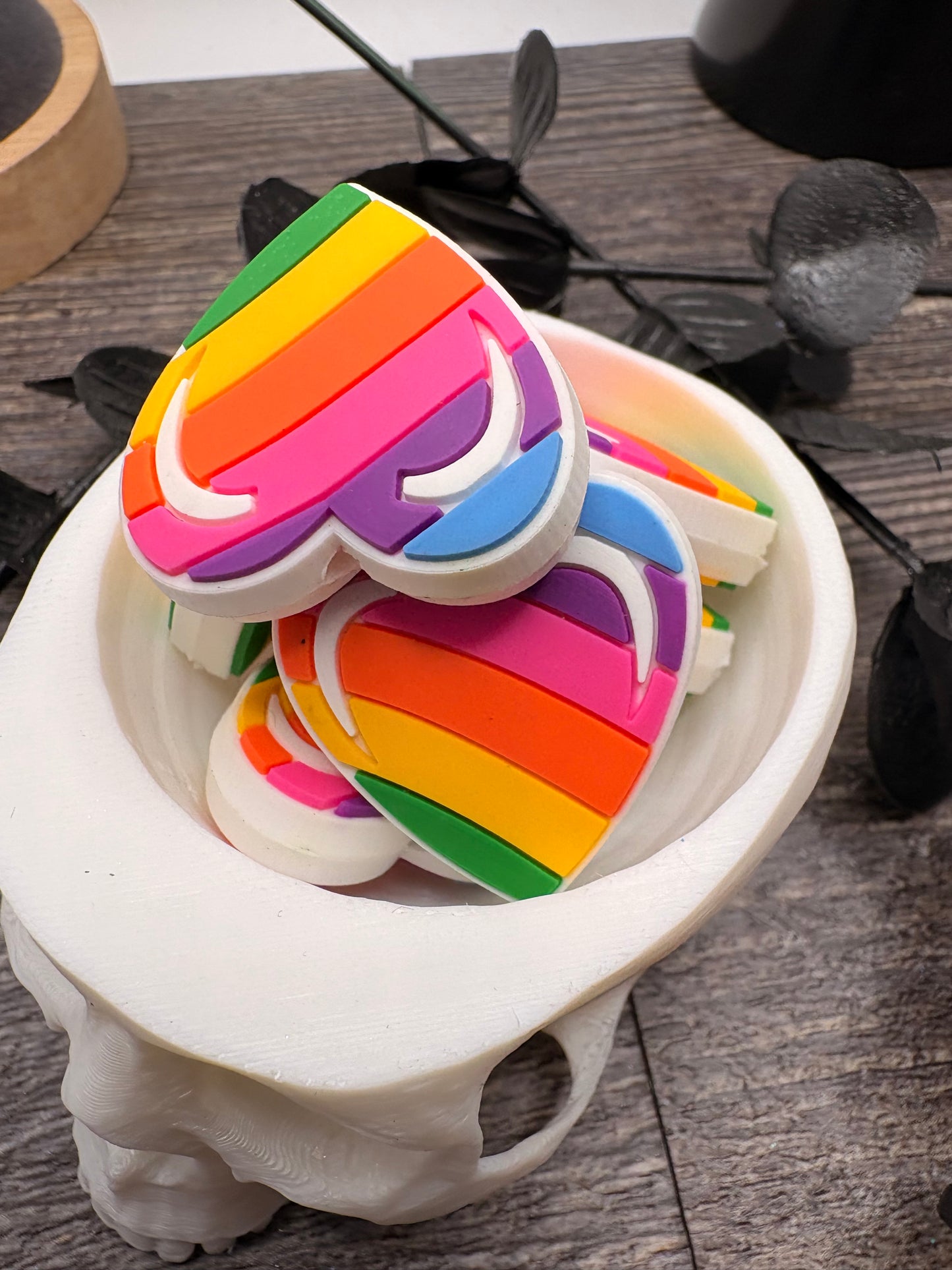 Rainbow Heart: Funny Silicone Focal Bead, 1pc 29mm
