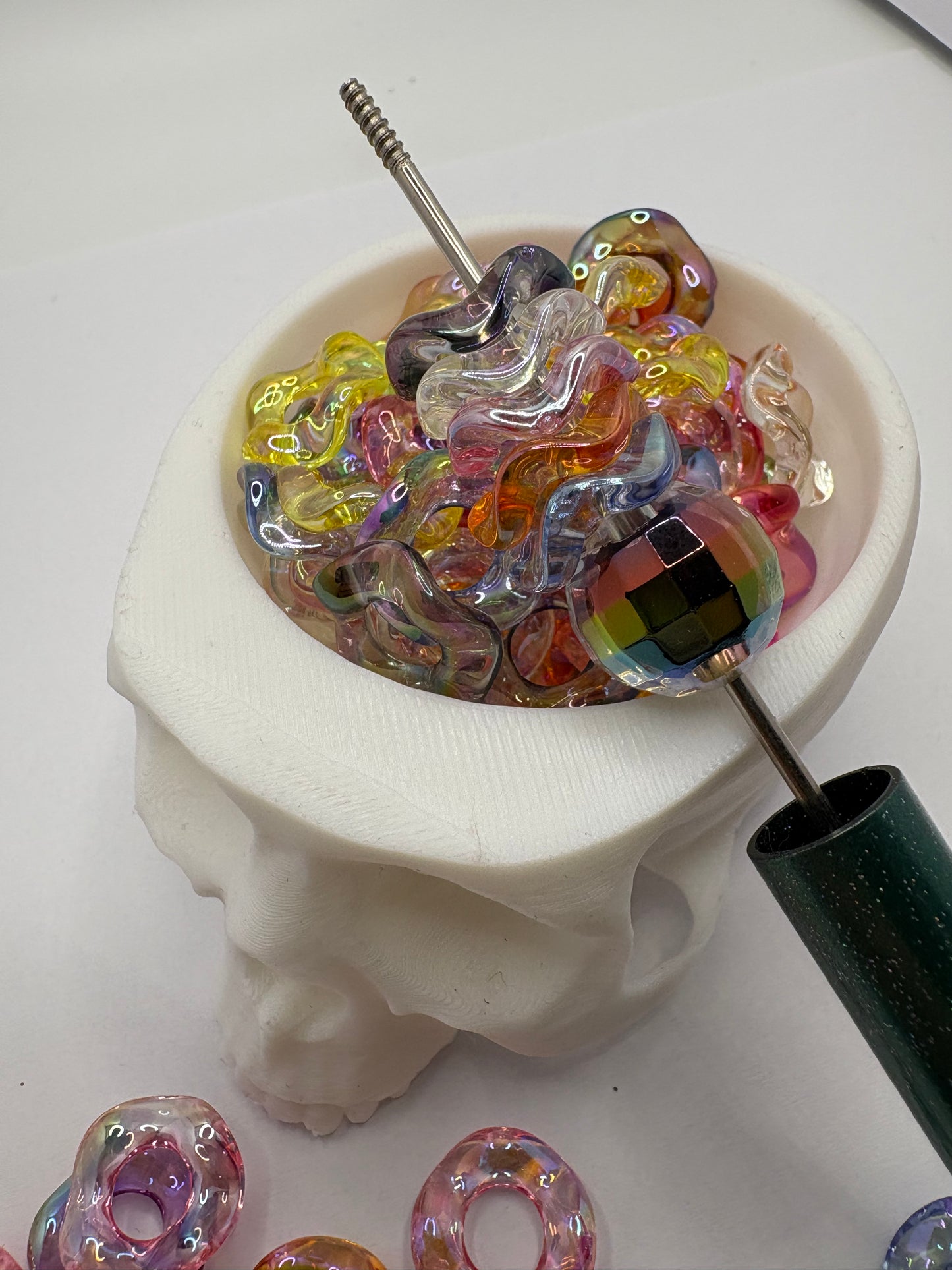 Acrylic Iridescent mix Wavy spacer, 16mm beads for pens, beading supplies, beading, 10pc bag