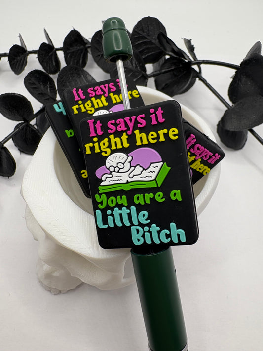 Adult Funny Silicone focal bead, It says it right there, bead for pens, double sided print 38.5mm, 1pc