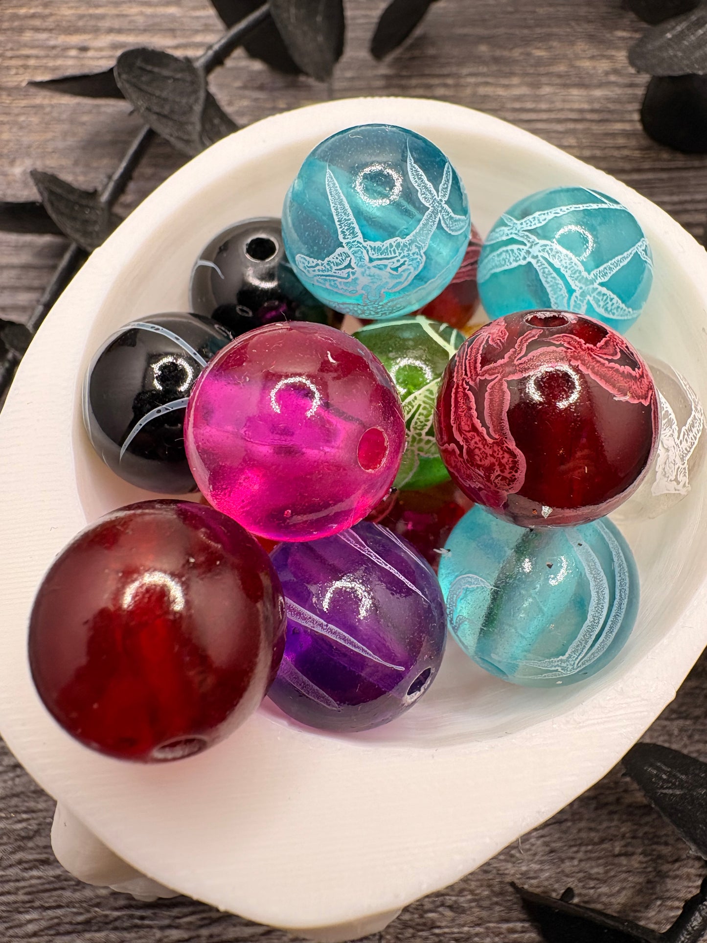 Swirls: Color mix bubblegum bead, acrylic 15.5mm beads for pens, beading supplies, acrylic beads