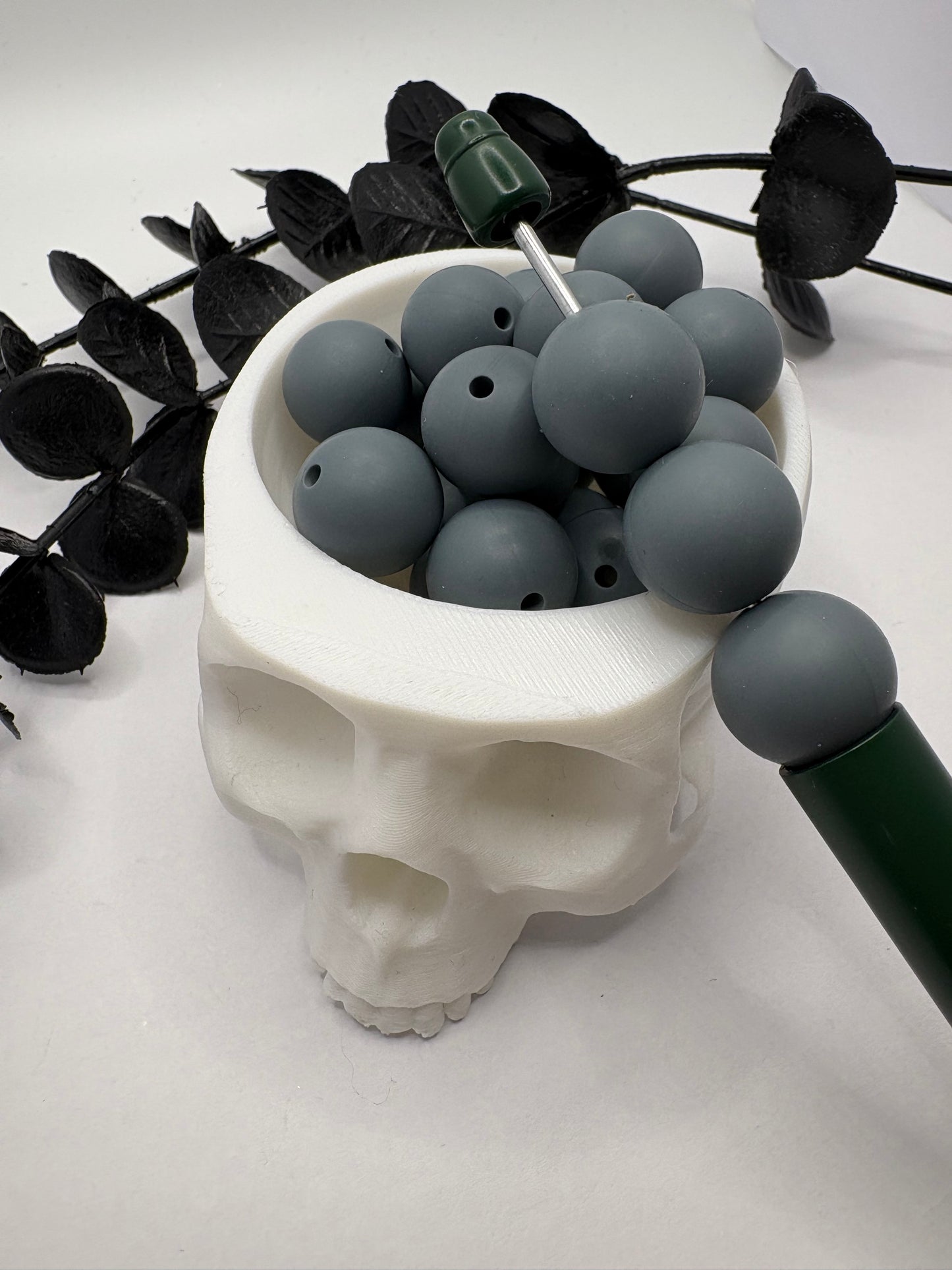 Silicone Sniper Grey bead, 15mm beads for pens, beading supplies, beading, pvc silicone beads