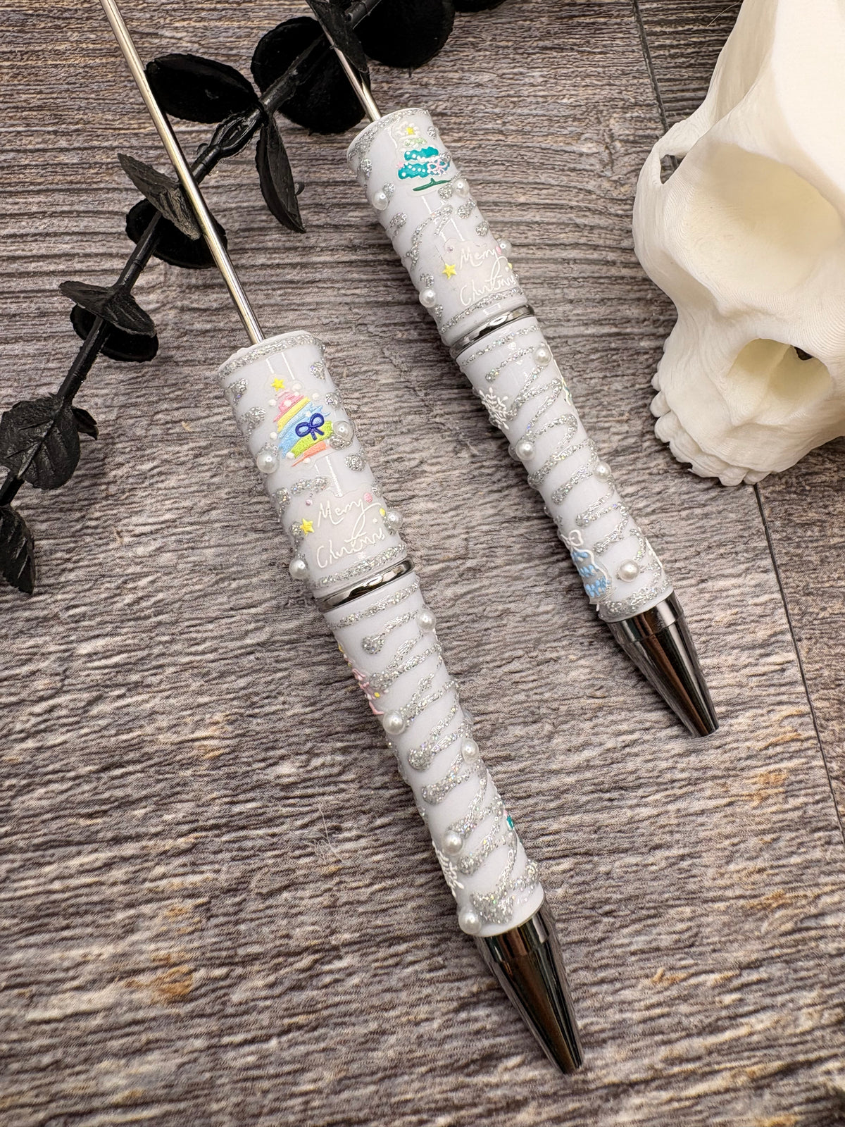 Christmas Bling Pen blank: Beadable black ink, pen for beading crafts