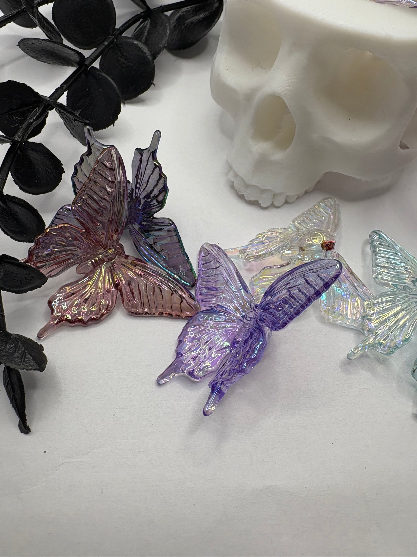 Butterfly 5pc color mix bead, acrylic beads for pens, beading supplies, 32.5mm, beads for keychain