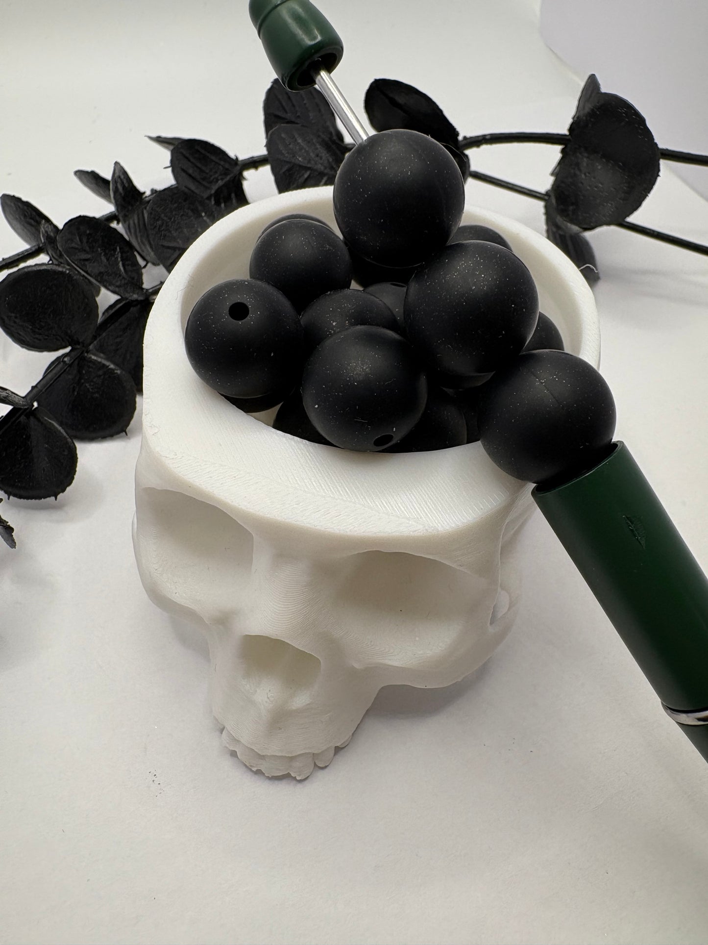 Silicone Black Glitter bead, 15mm beads for pens, beading supplies, beading, pvc silicone beads