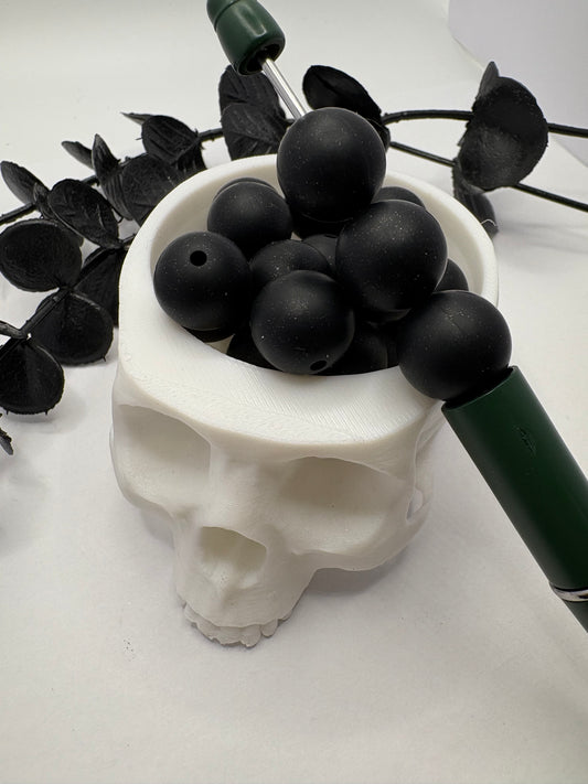 Silicone Black Glitter bead, 15mm beads for pens, beading supplies, beading, pvc silicone beads