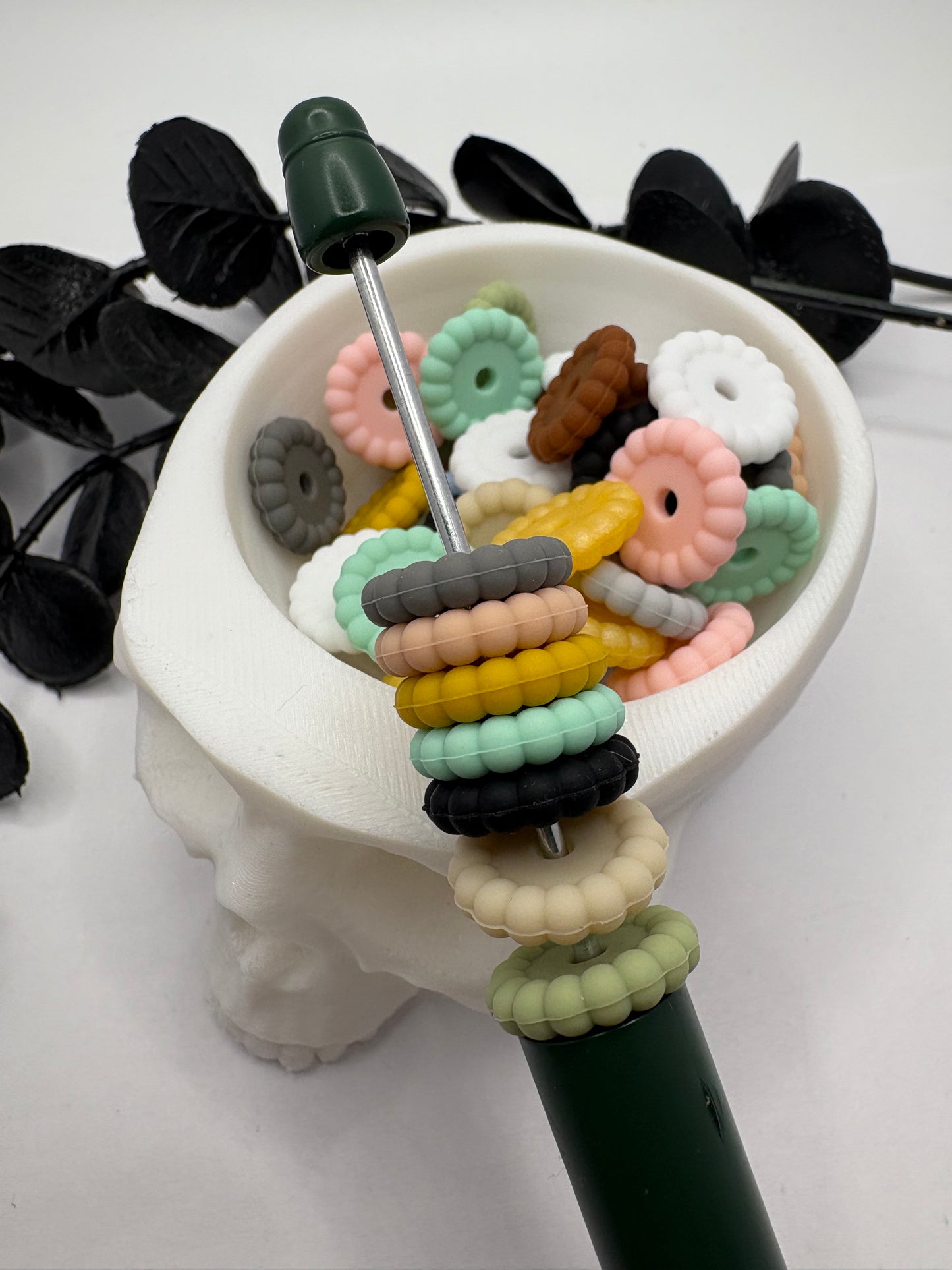 Silicone Disc bead spacer mix, 14.5mm beads for pens, beading supplies, beading, 10pc spacers