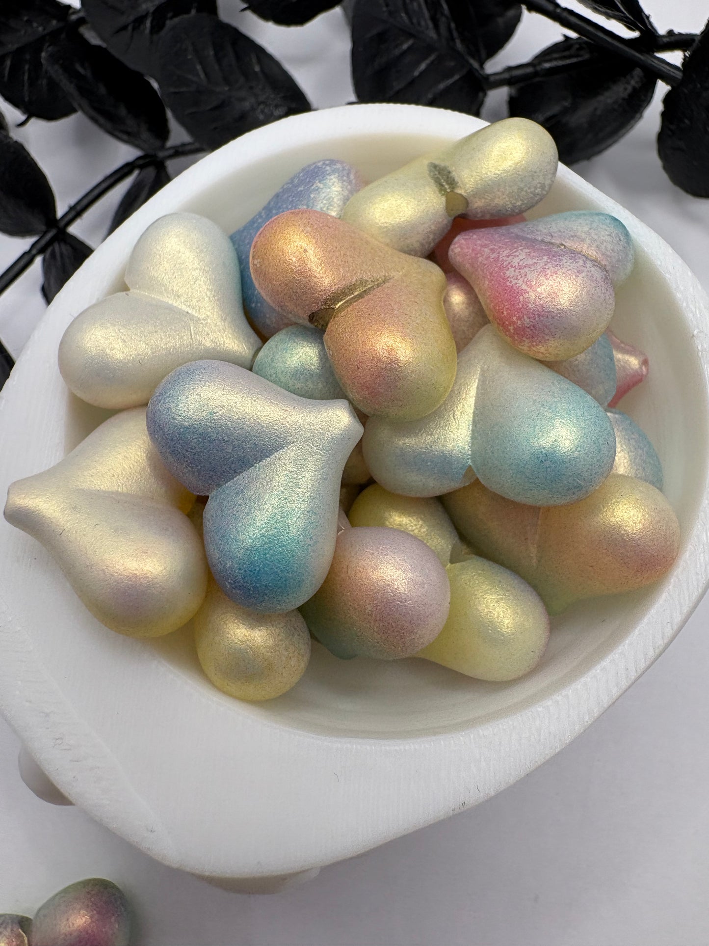 Ombre matte puff heart 5pc bead, acrylic 17mm beads for pens, beading supplies, beading heart 5pc mix